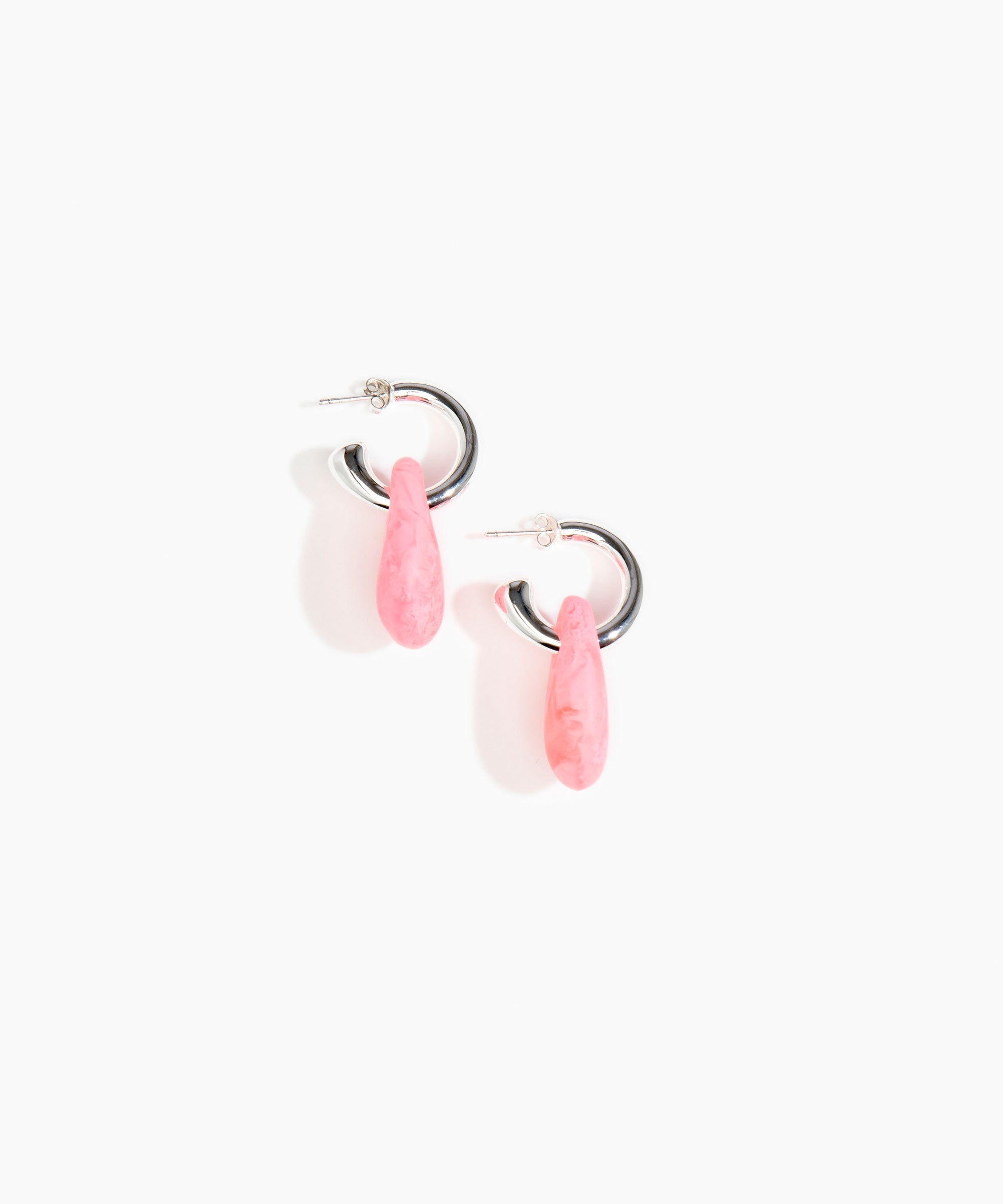 Dinosaur Designs Small Rock Hoop Earrings in Parakeet color resin with Silver-Plated Brass Hoop Material