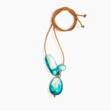 Dinosaur Designs Rock Cluster Pendant in Lagoon color resin with 925 Sterling Silver Bead Material