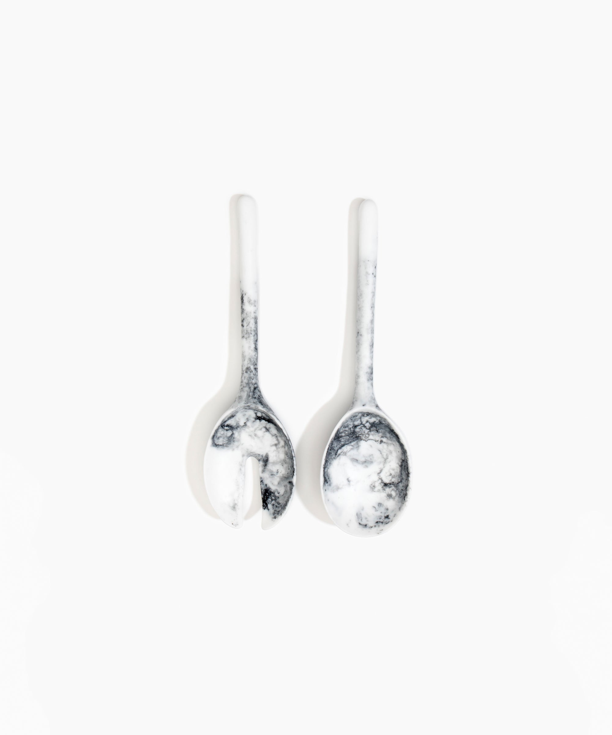 Dinosaur Designs Short Stone Servers in White Marble color resin