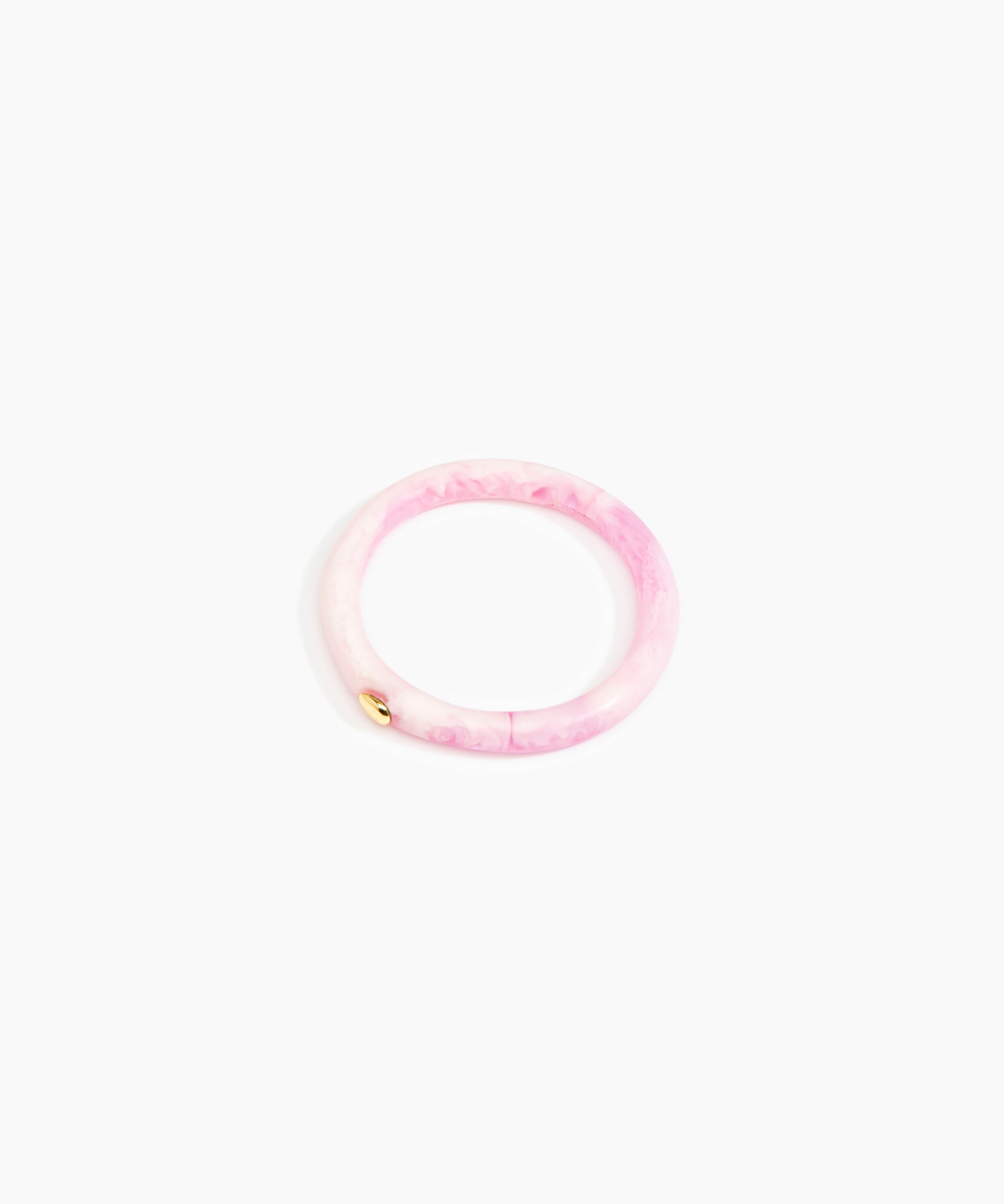 Dinosaur Designs Round Rock Wishbone Bangle in Shell Pink color resin with Wide Fit