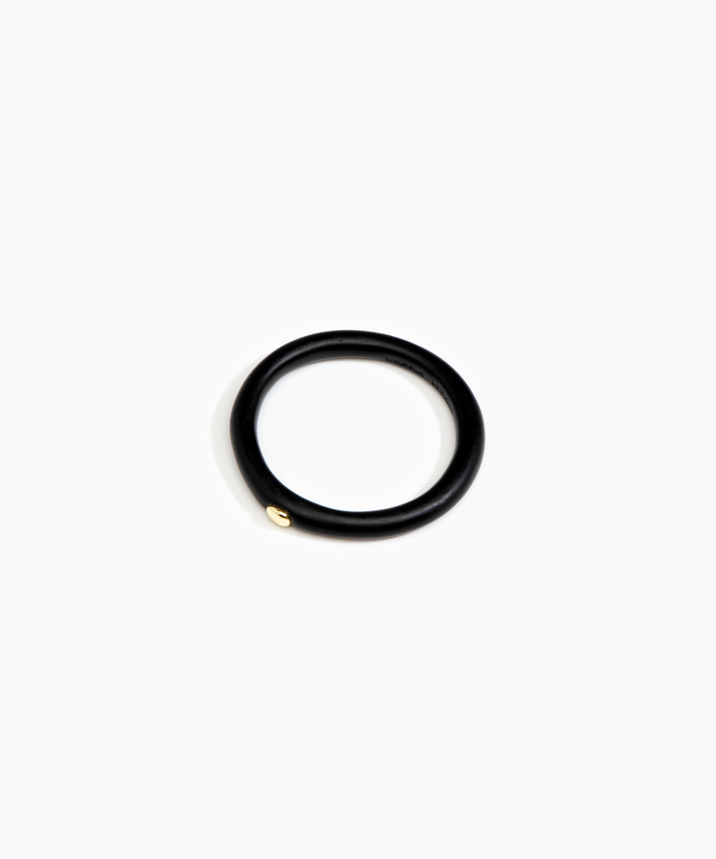 Dinosaur Designs Round Rock Wishbone Bangle in Black color resin with Wide Fit