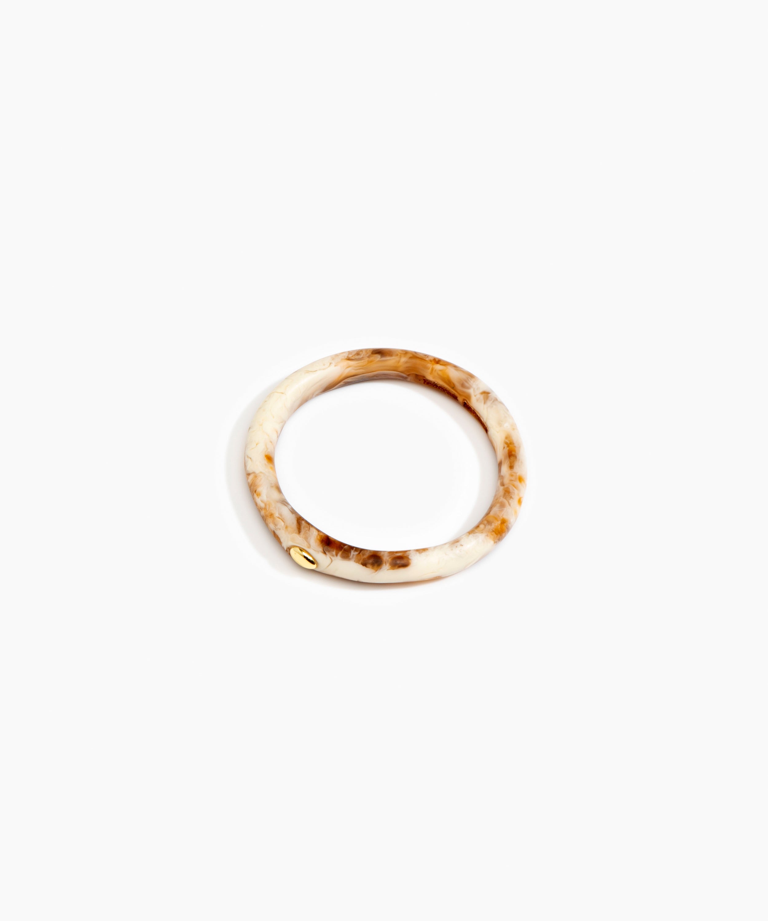 Dinosaur Designs Round Rock Wishbone Bangle in Light Horn color resin with Wide Fit