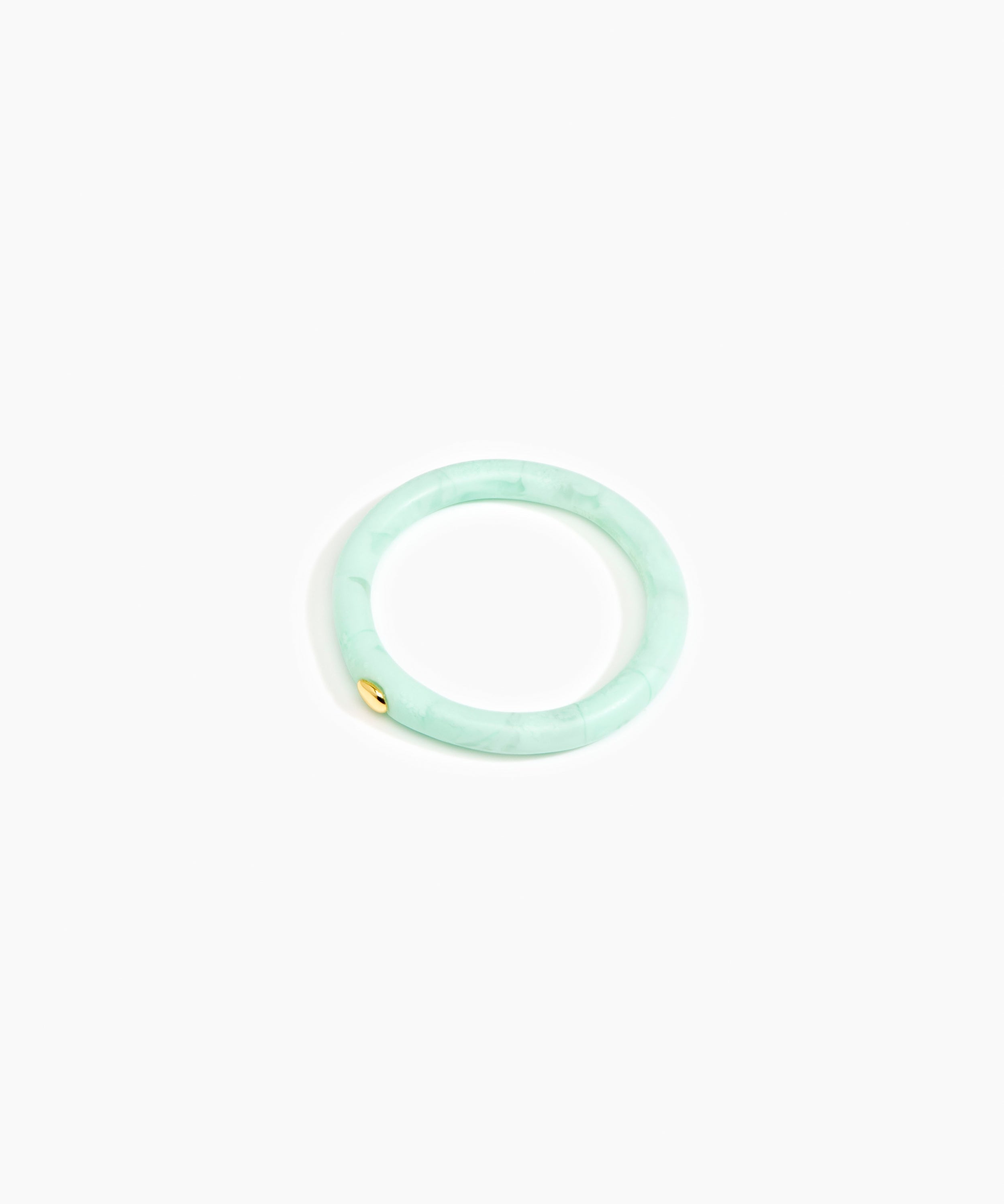 Dinosaur Designs Round Rock Wishbone Bangle in Mint color resin with Wide Fit