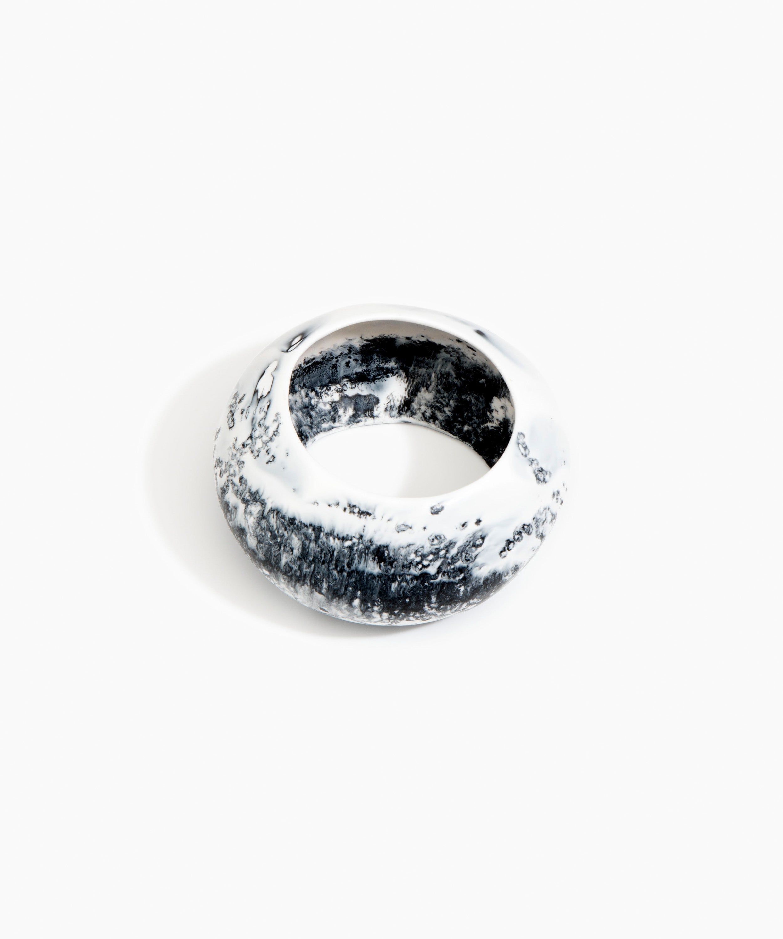 Dinosaur Designs Boulder Bangle in White Marble color resin with Wide Fit