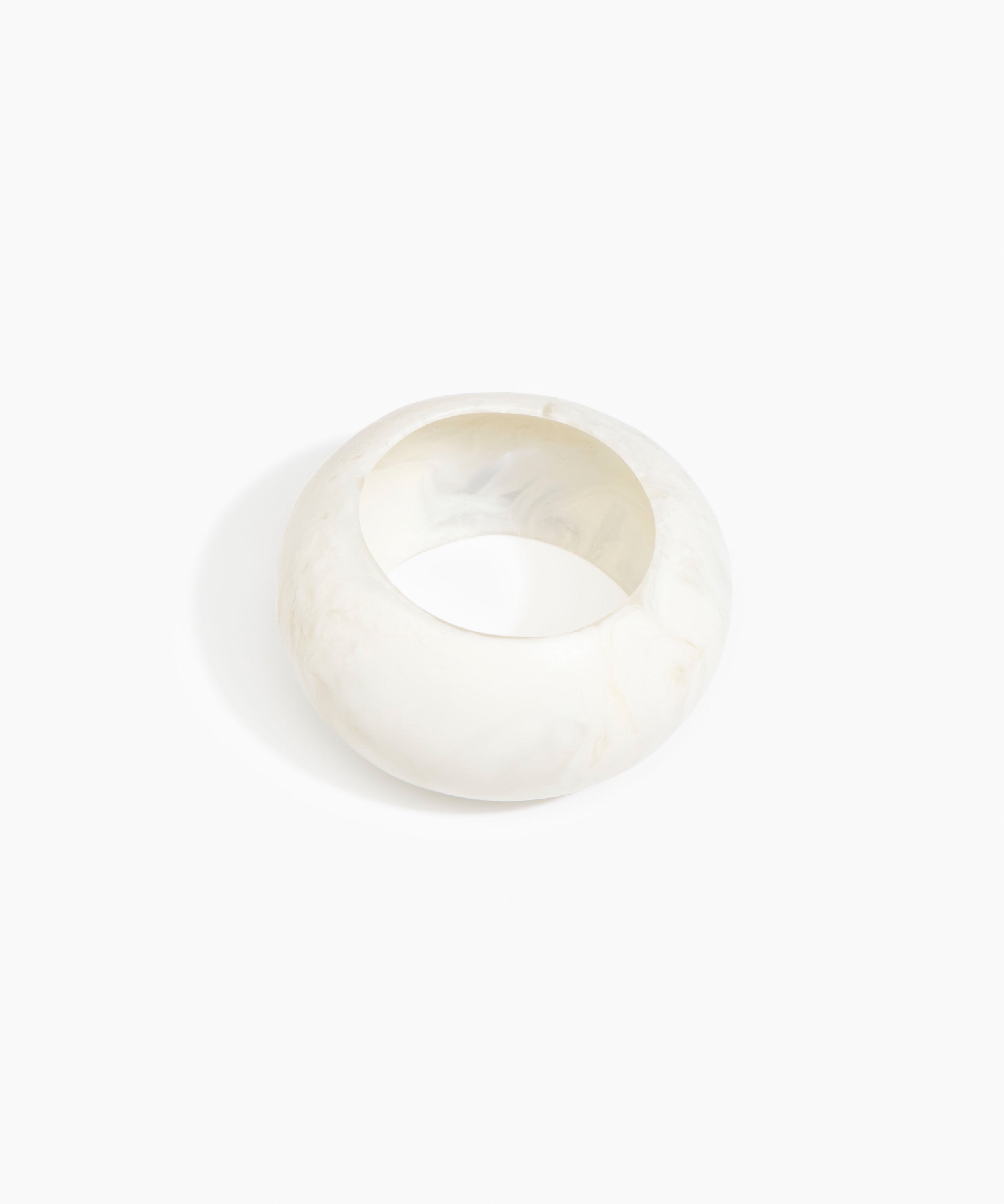 Dinosaur Designs Boulder Bangle in Chalk Swirl color resin with Wide Fit