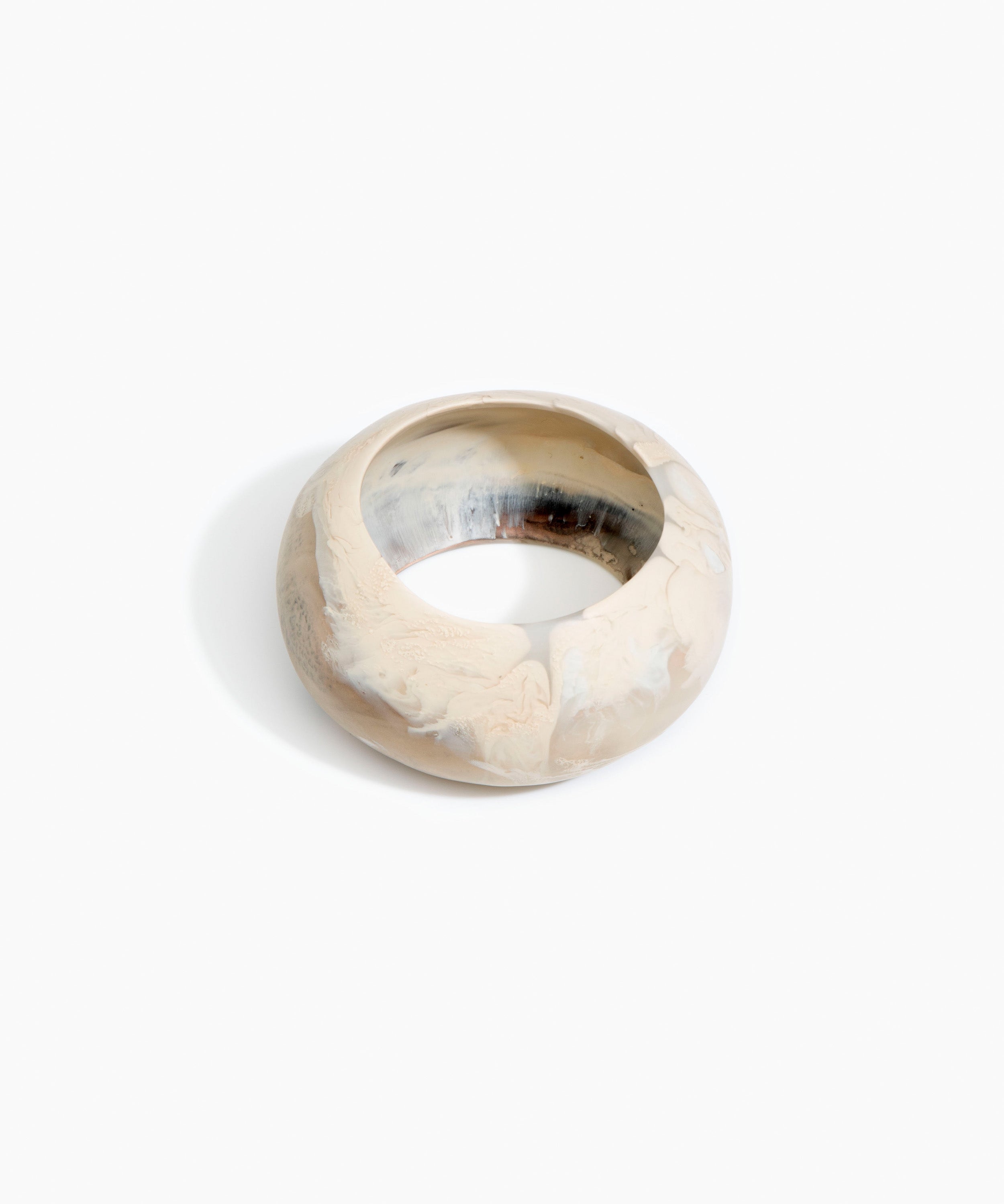 Dinosaur Designs Boulder Bangle in Sandy Pearl color resin with Wide Fit