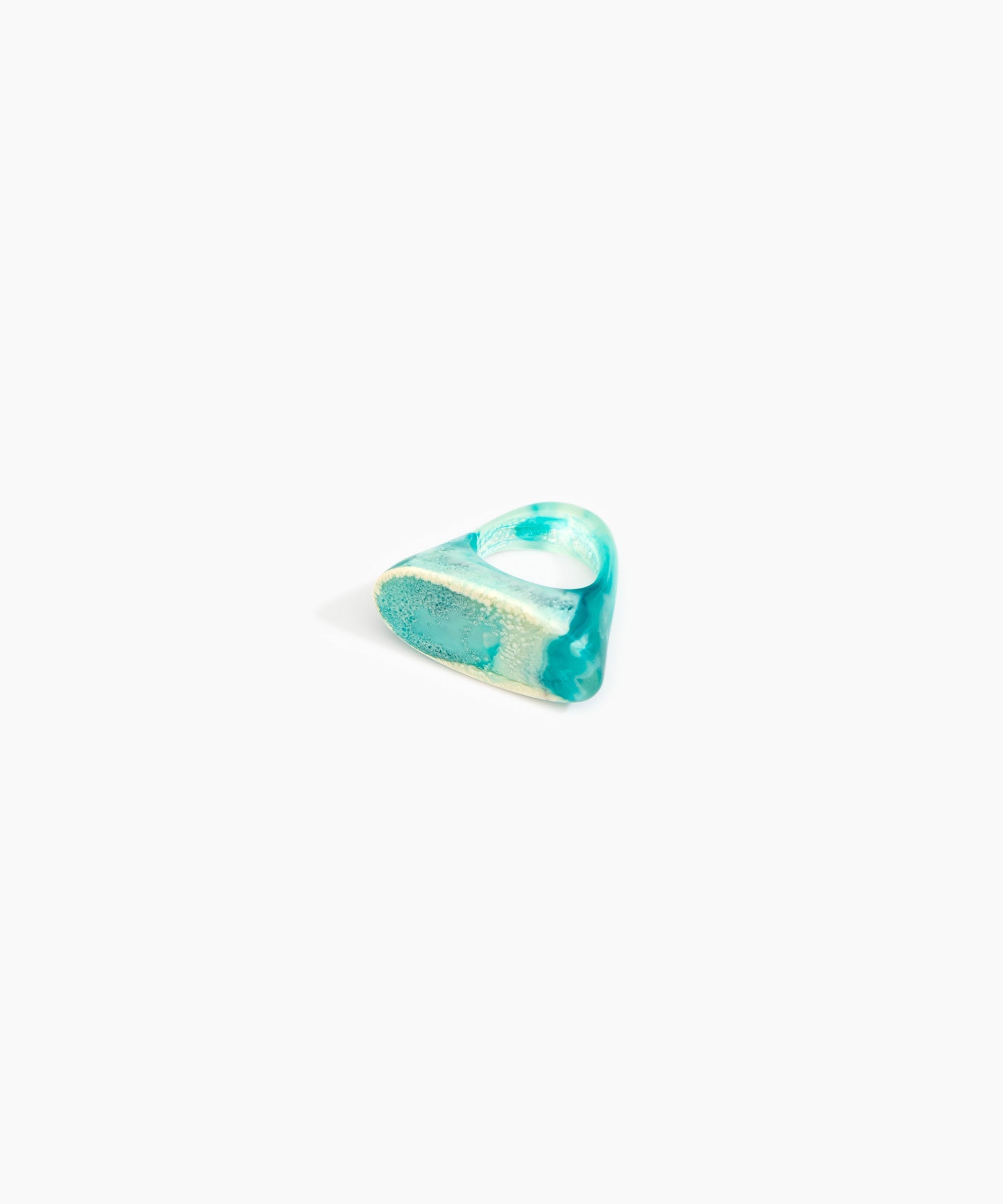 Dinosaur Designs Shield Ring in Lagoon color resin with Regular Fit