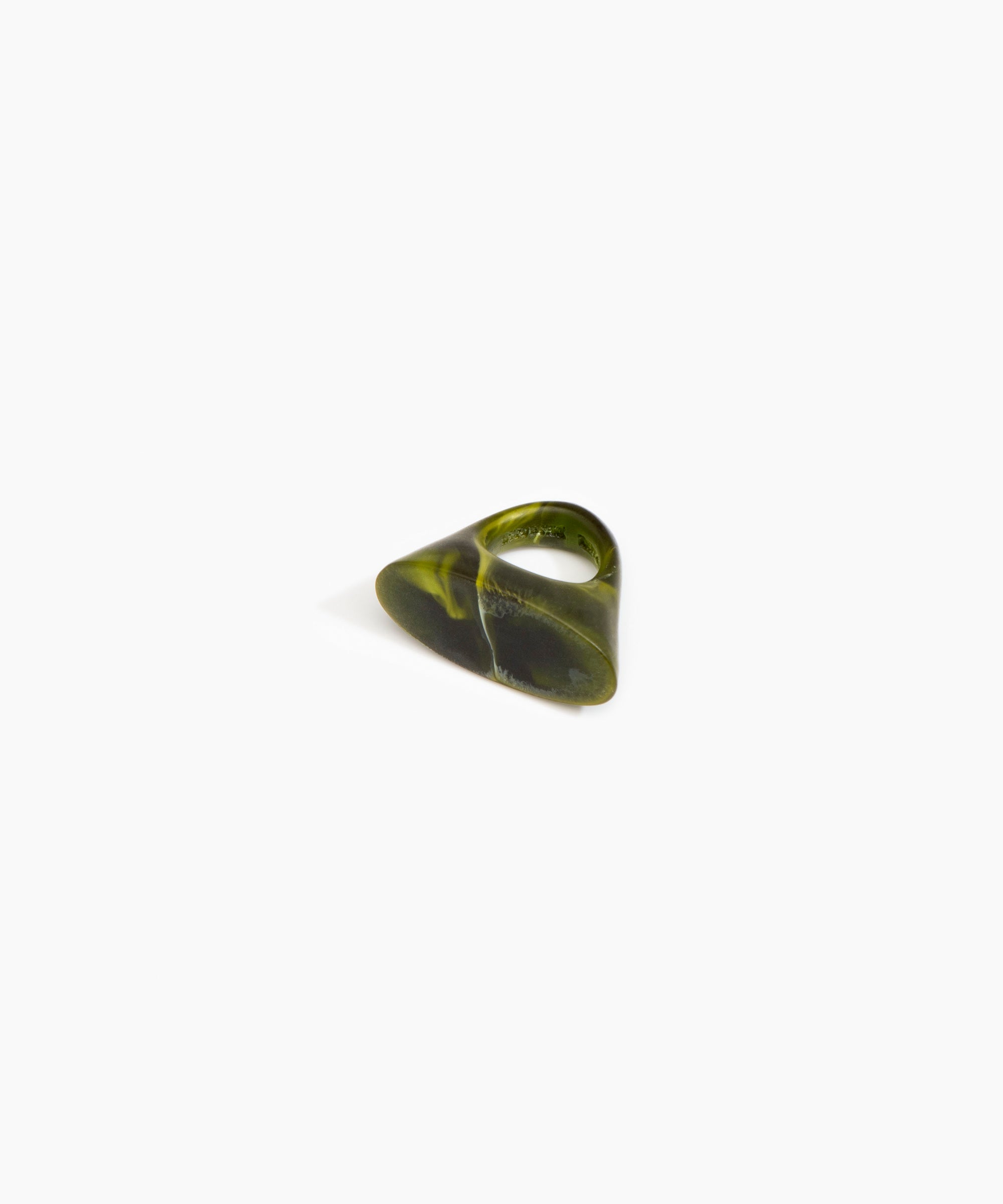 Dinosaur Designs Shield Ring in Malachite color resin with Regular Fit