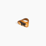 Dinosaur Designs Shield Ring in Dark Horn color resin with Regular Fit