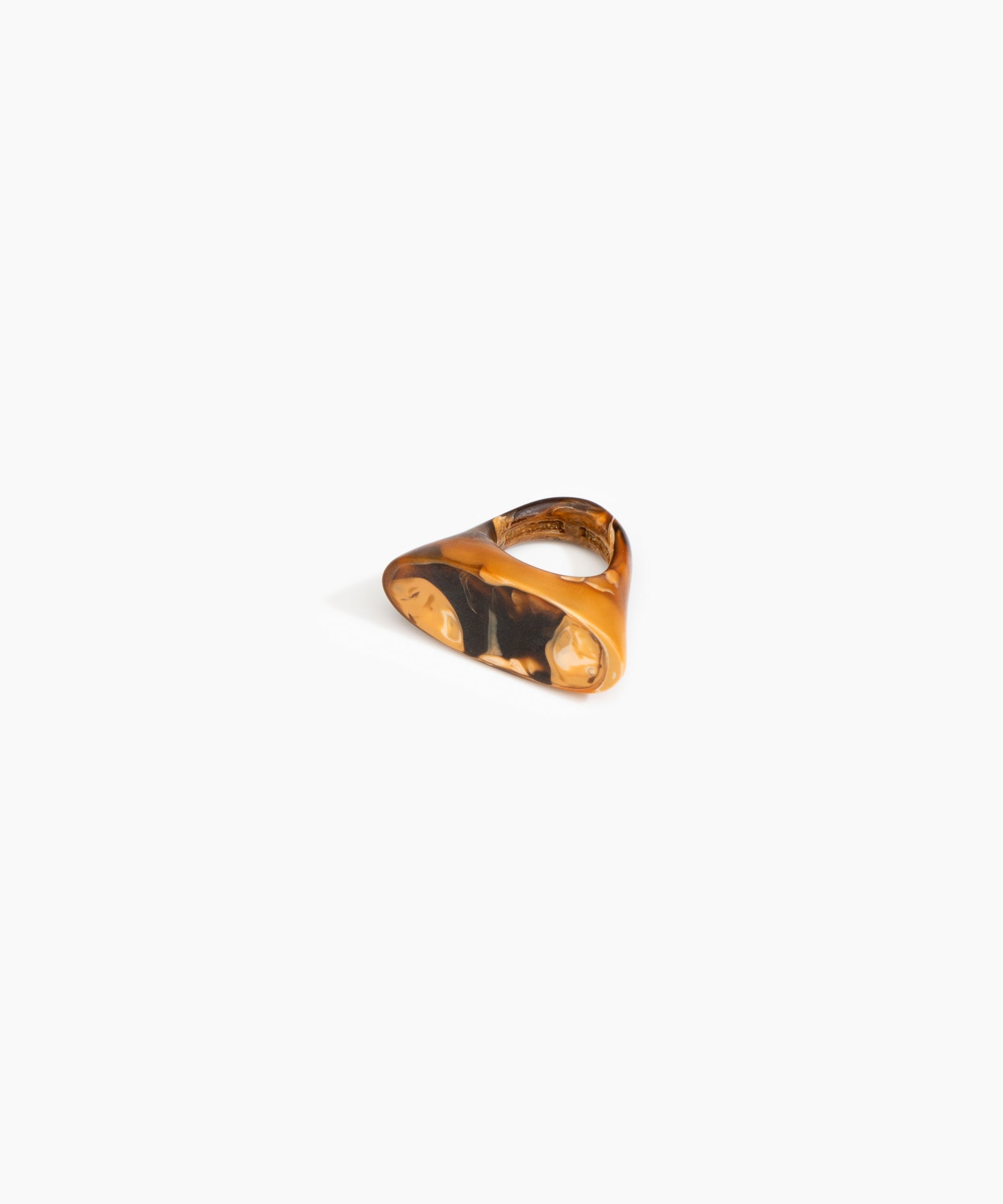 Dinosaur Designs Shield Ring in Dark Horn color resin with Regular Fit