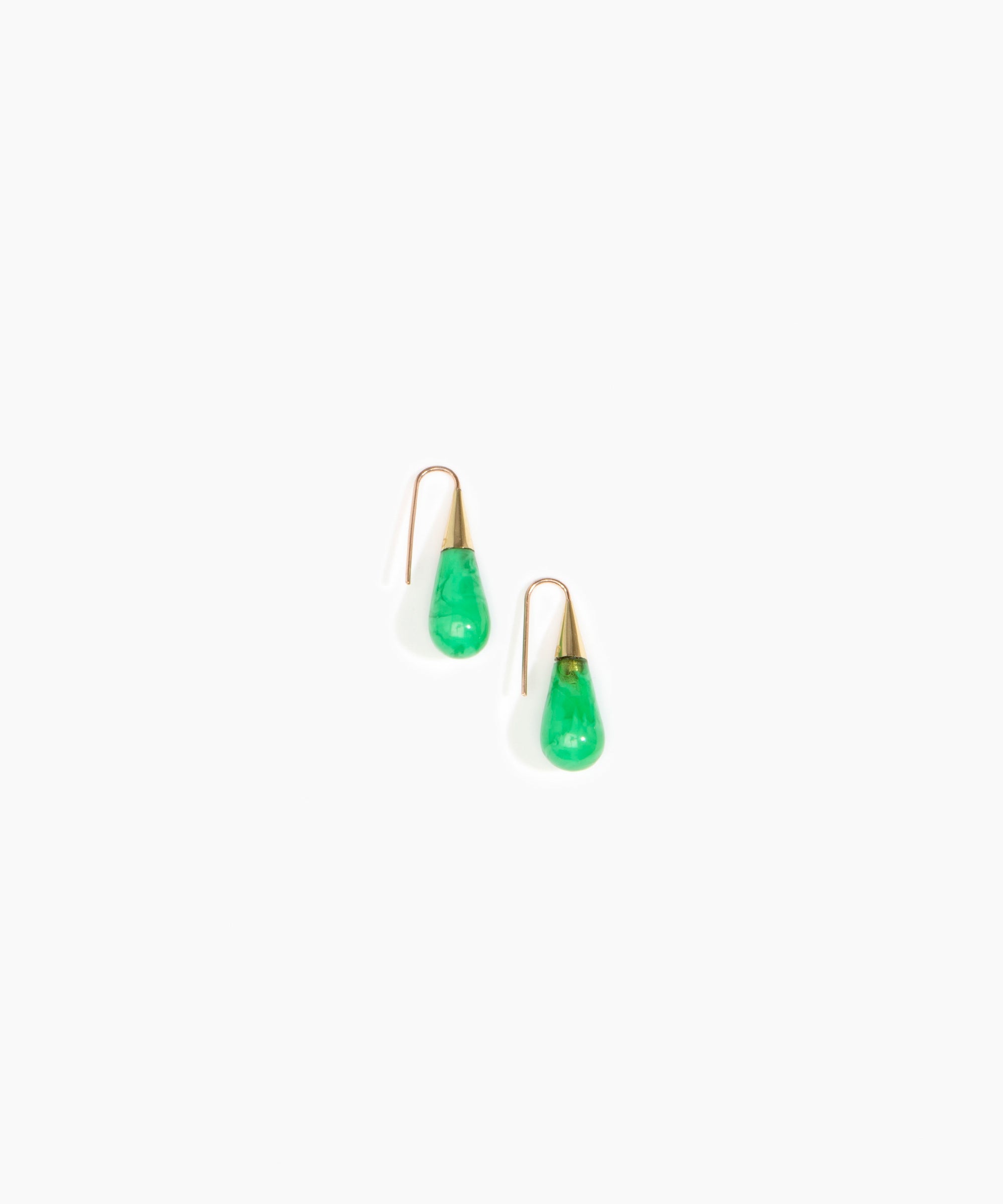 Dinosaur Designs Small Dew Drop Earrings in Leaf color resin