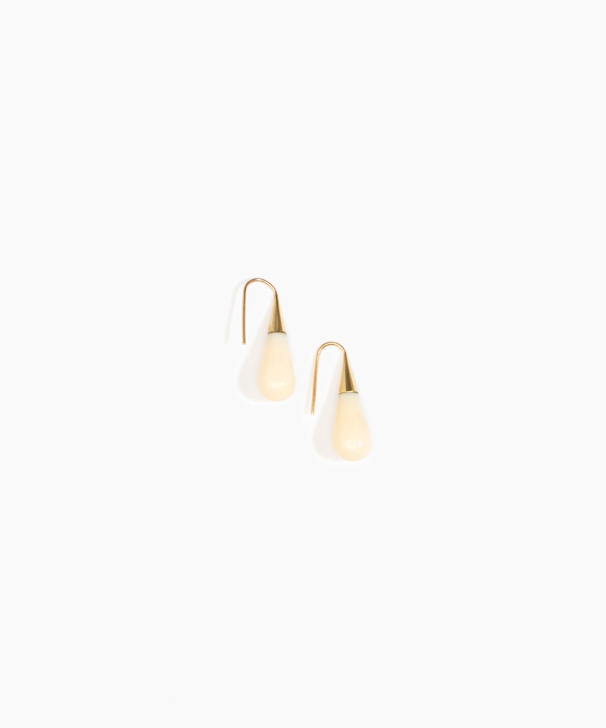 Dinosaur Designs Small Dew Drop Earrings in Cream color resin