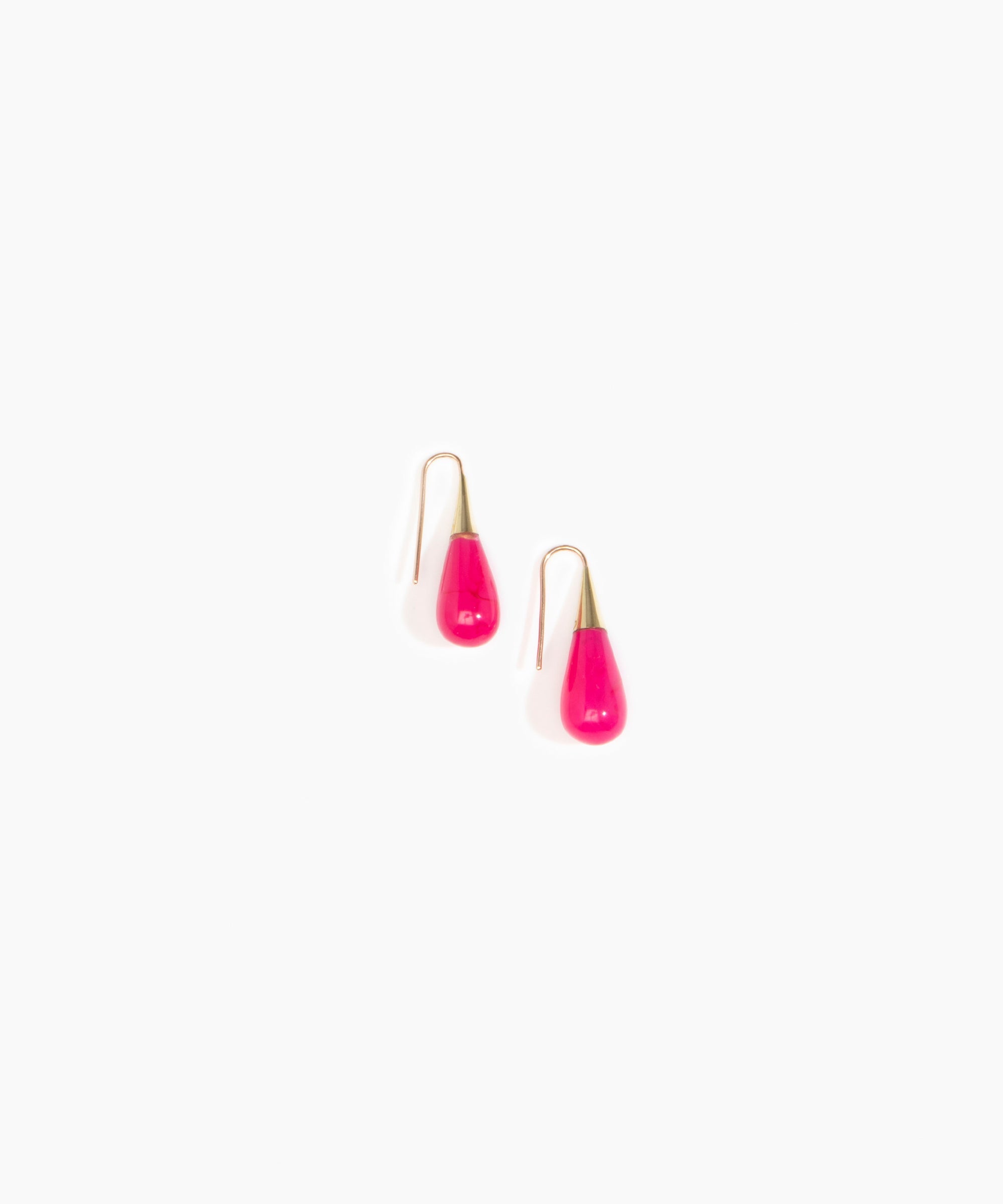 Dinosaur Designs Small Dew Drop Earrings in Flamingo color resin