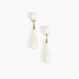 Dinosaur Designs Large Dew Drop Earrings in Chalk Swirl color resin with Studs Backing