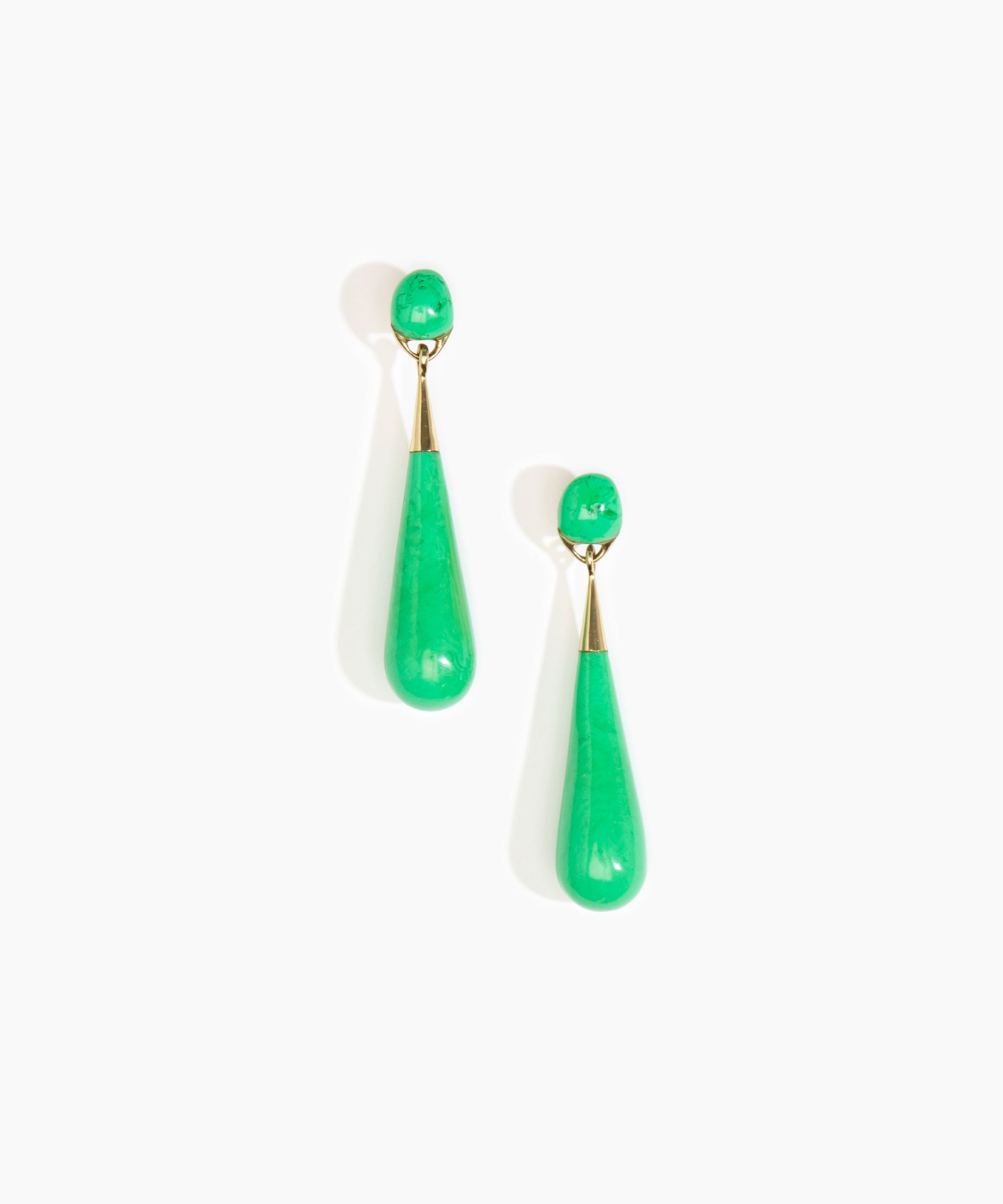 Dinosaur Designs Large Dew Drop Earrings in Leaf color resin with Clips Backing