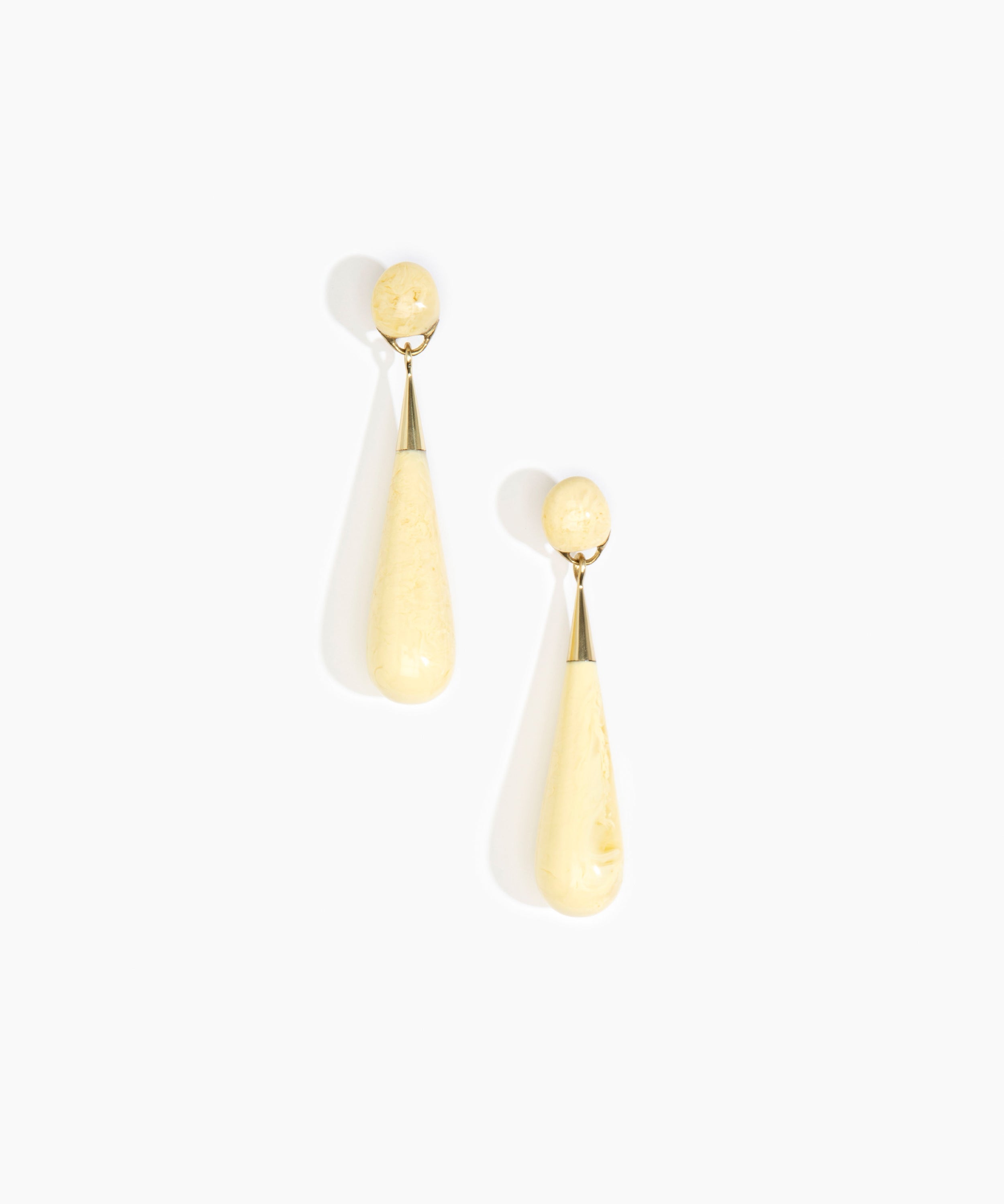 Dinosaur Designs Large Dew Drop Earrings in Lemon color resin with Studs Backing