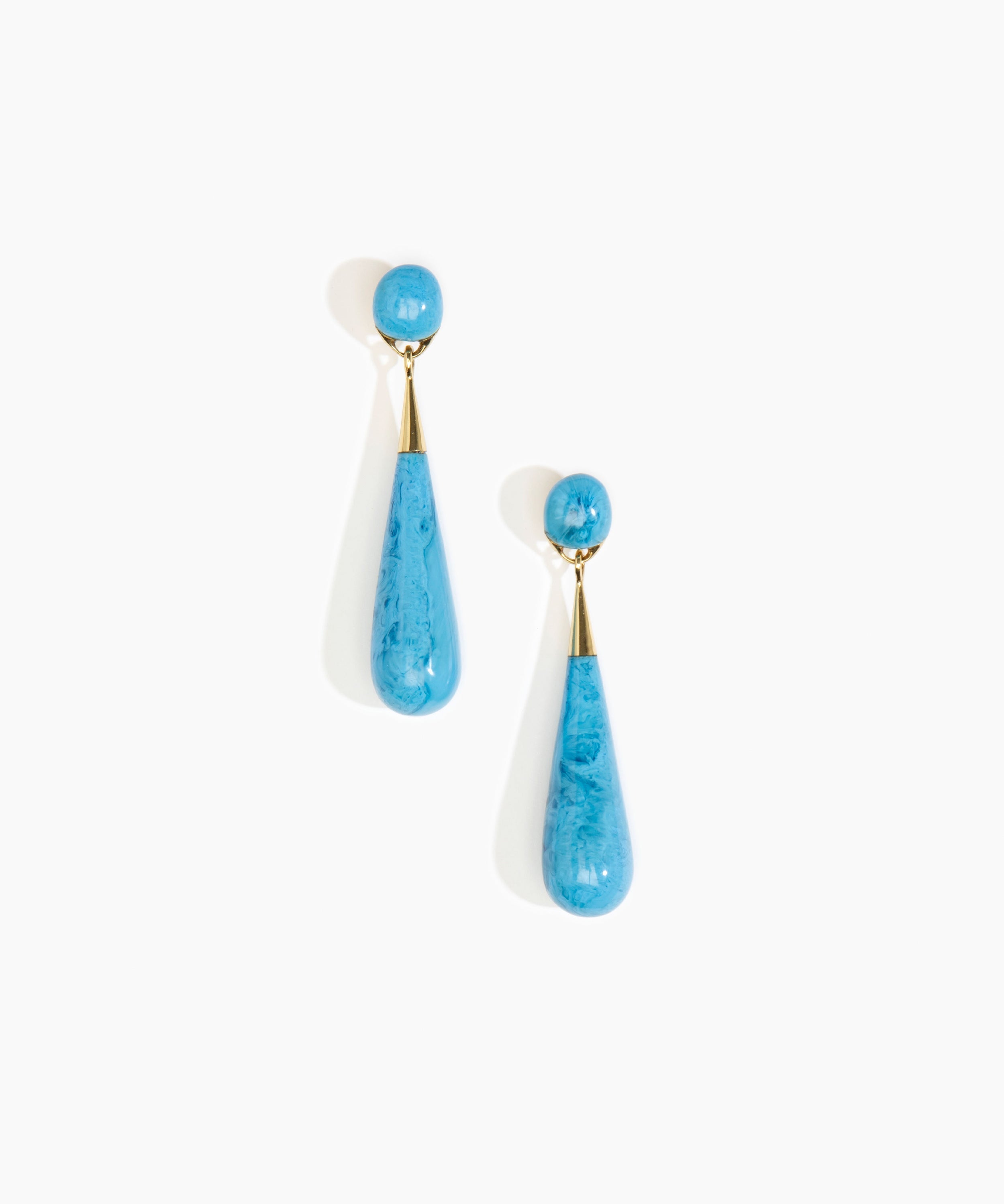 Dinosaur Designs Large Dew Drop Earrings in Sky color resin with Studs Backing