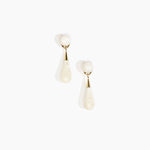 Dinosaur Designs Medium Dew Drop Earrings in Chalk Swirl color resin with Clips Backing