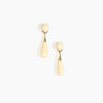 Dinosaur Designs Medium Dew Drop Earrings in Cream color resin with Clips Backing