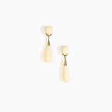 Dinosaur Designs Medium Dew Drop Earrings in Cream color resin with Clips Backing