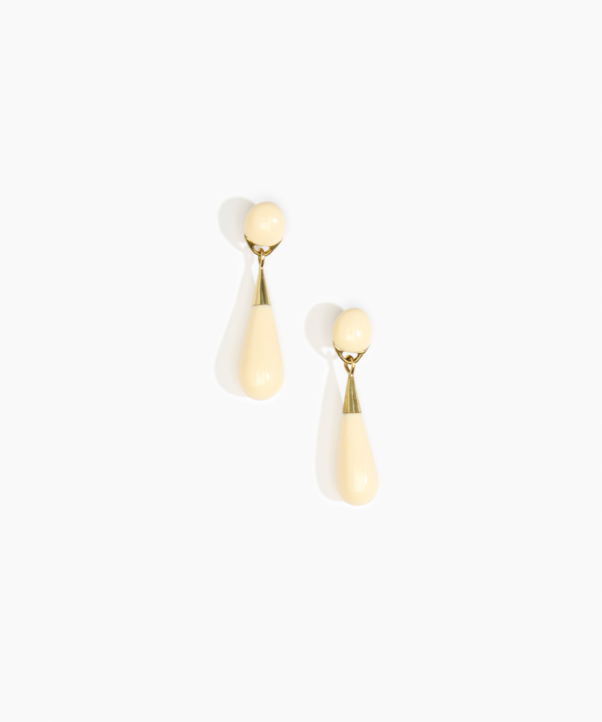 Dinosaur Designs Medium Dew Drop Earrings in Cream color resin with Clips Backing