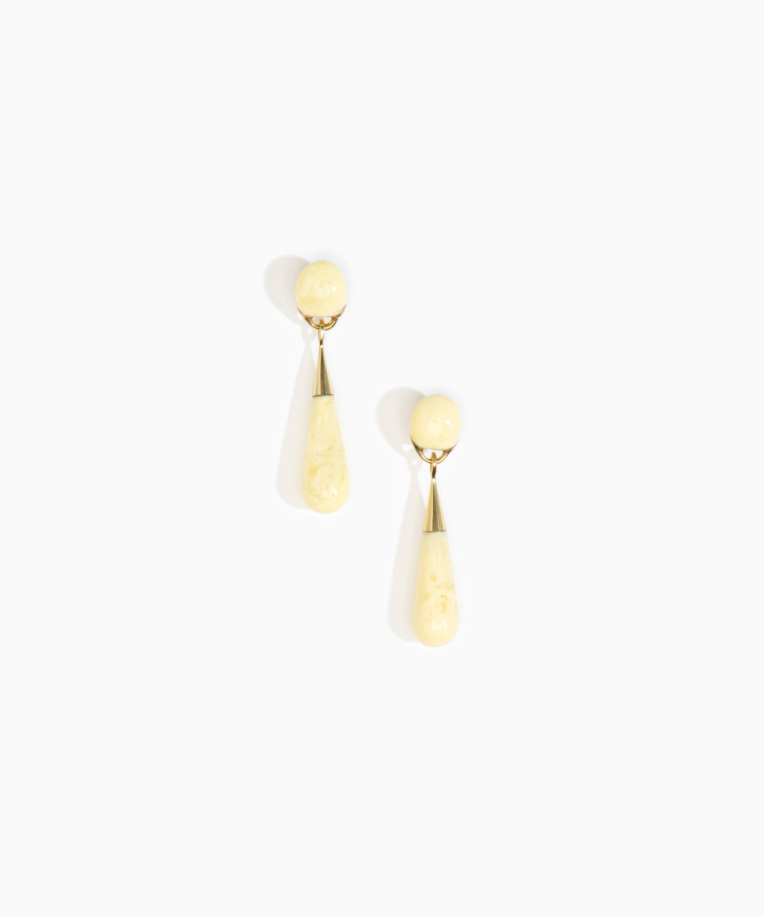 Dinosaur Designs Medium Dew Drop Earrings in Lemon color resin with Studs Backing
