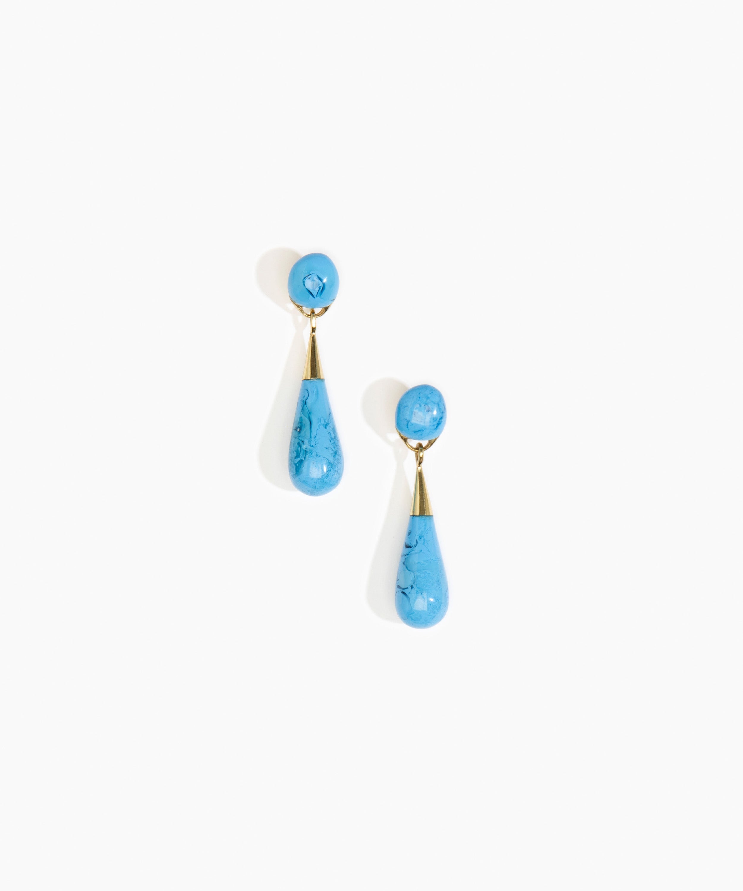 Dinosaur Designs Medium Dew Drop Earrings in Sky color resin with Clips Backing