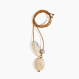 Dinosaur Designs Rock Cluster Pendant in Sandy Pearl color resin with Nano-Coated Brass Bead Material