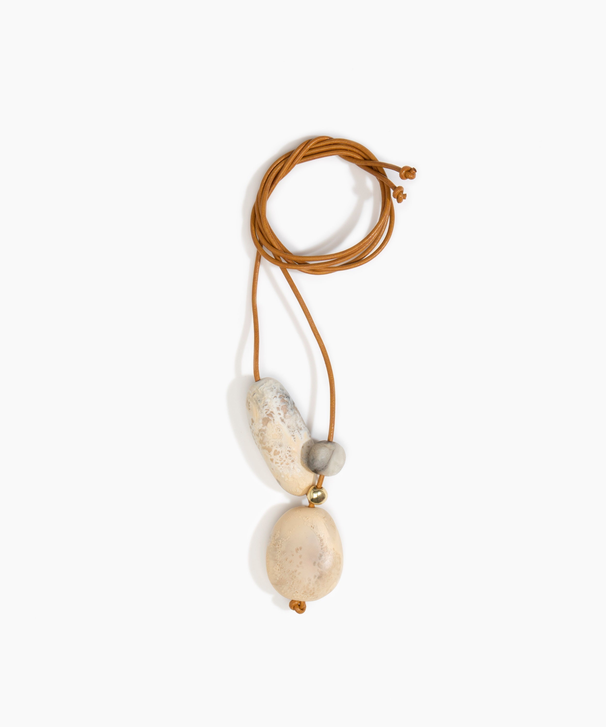 Dinosaur Designs Rock Cluster Pendant in Sandy Pearl color resin with Nano-Coated Brass Bead Material