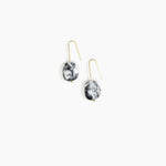 Dinosaur Designs Earth Wire Earrings in White Marble color resin with Gold-Filled Material