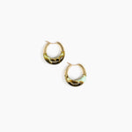 Dinosaur Designs Small Horn Hoop Earrings in Malachite color resin with Nano-Coated Brass Material
