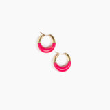 Dinosaur Designs Small Horn Hoop Earrings in Flamingo color resin with Nano-Coated Brass Material