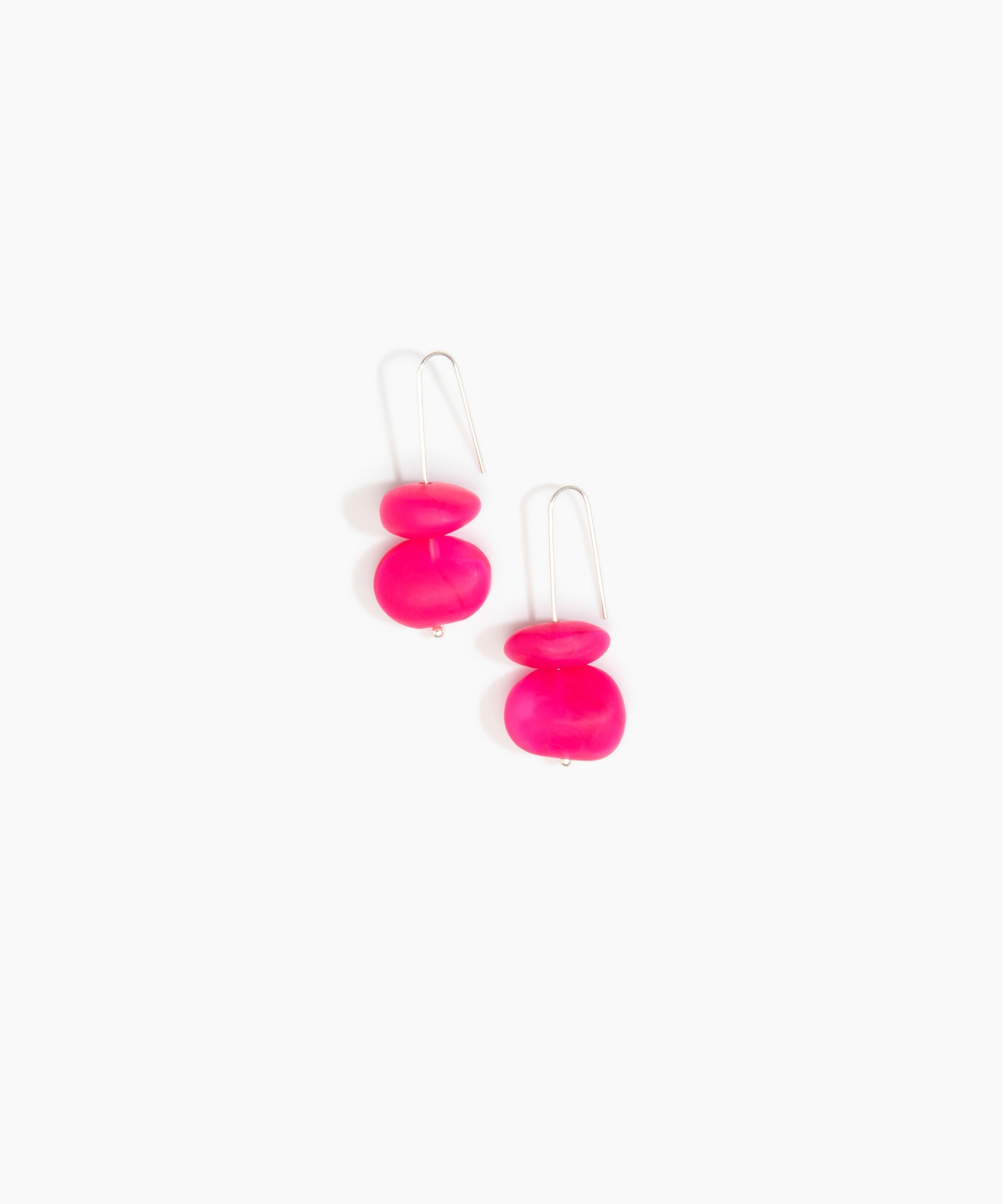 Dinosaur Designs Temple Earth Wire Earrings in Flamingo color resin with 925 Sterling Silver Material