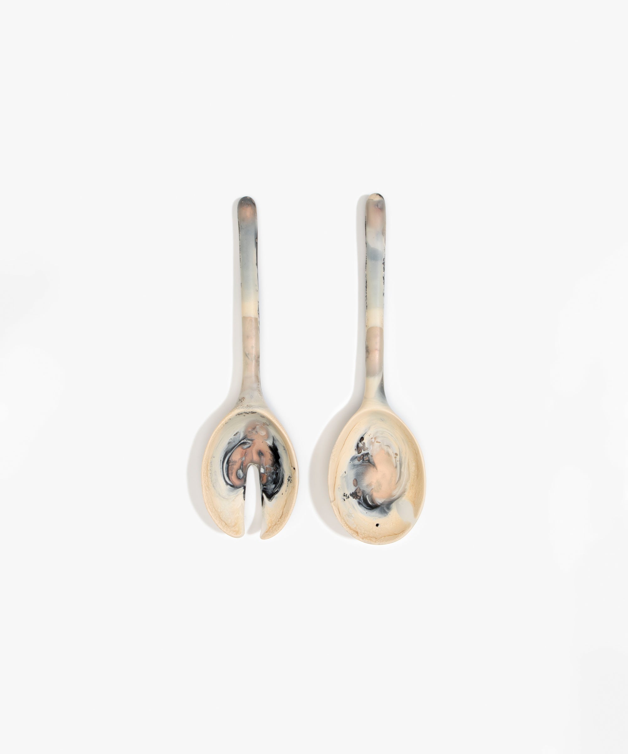 Dinosaur Designs Short Stone Servers in Sandy Pearl color resin