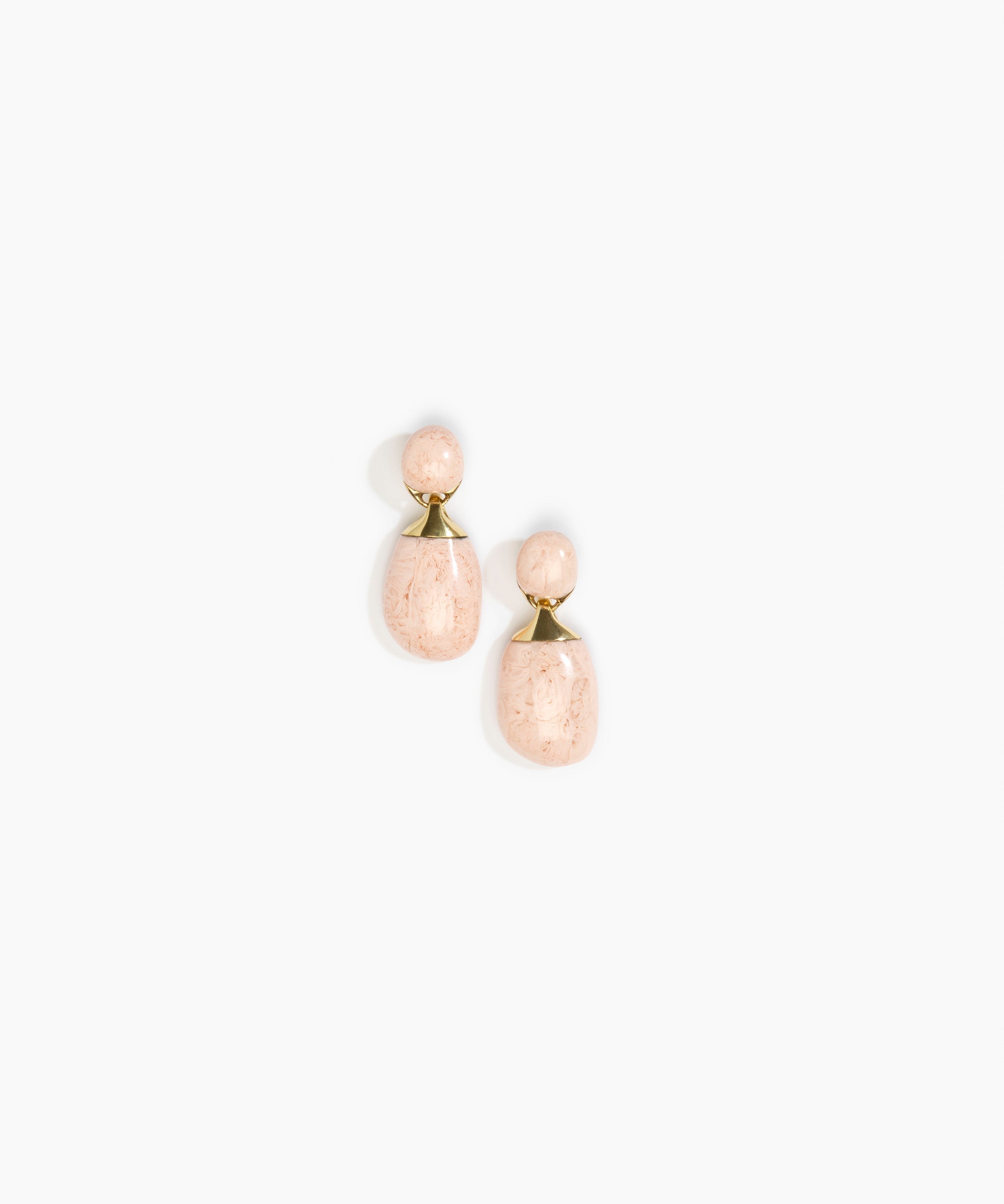 Dinosaur Designs Small River Rock Earrings in Rose Swirl color resin with Studs Backing