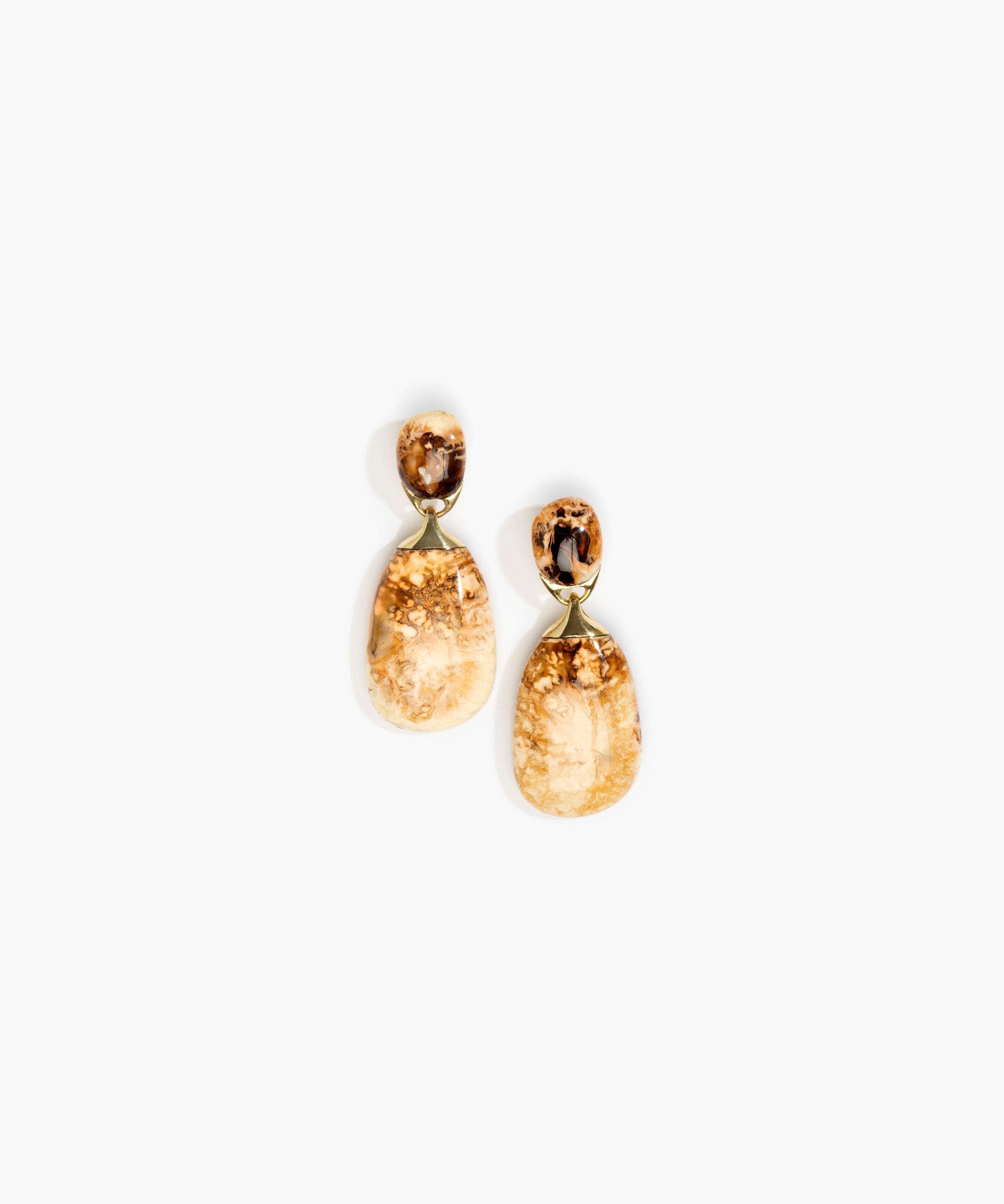 Dinosaur Designs Large River Rock Earrings in Light Horn color resin with Studs Backing