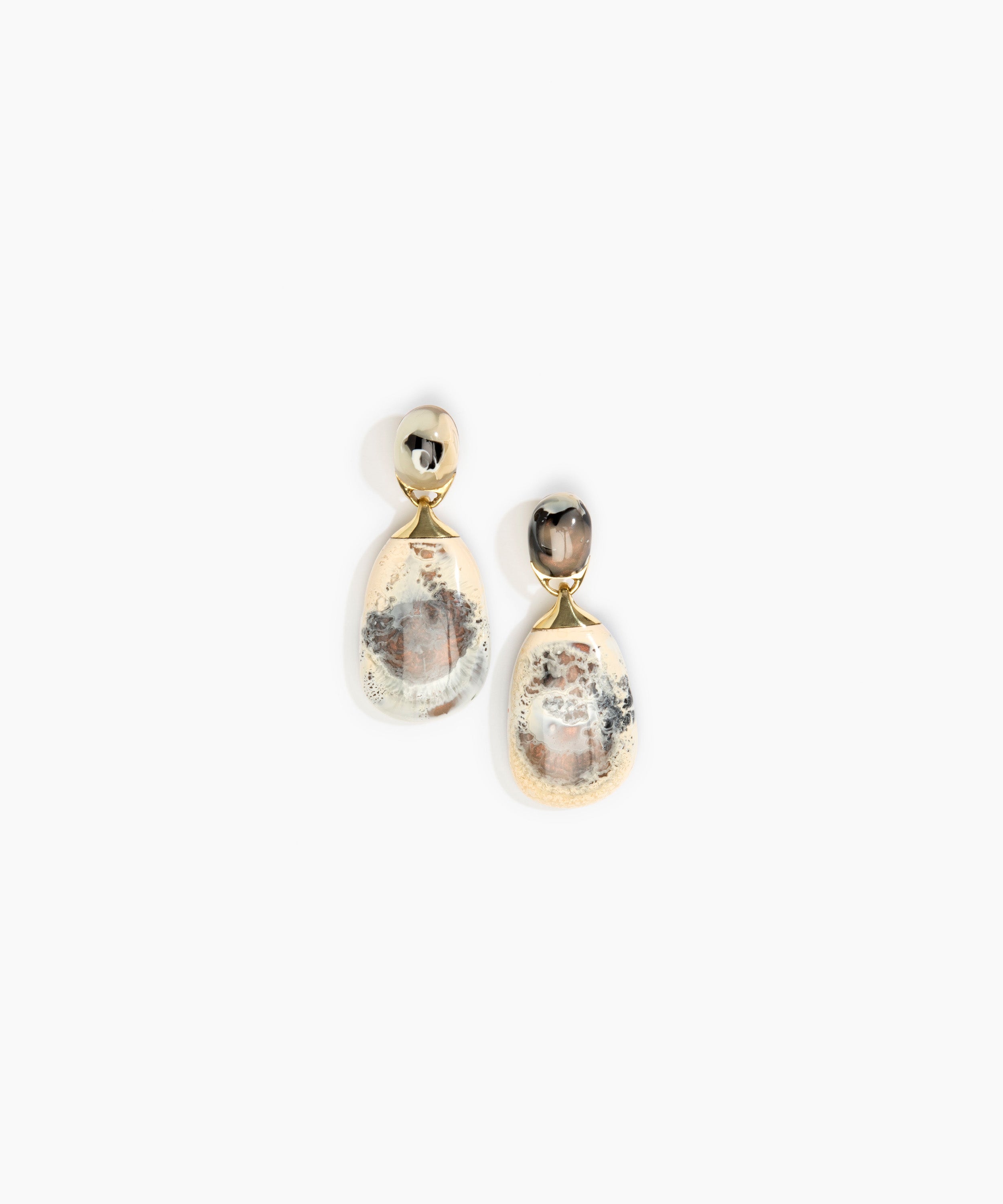 Dinosaur Designs Large River Rock Earrings in Sandy Pearl color resin with Studs Backing