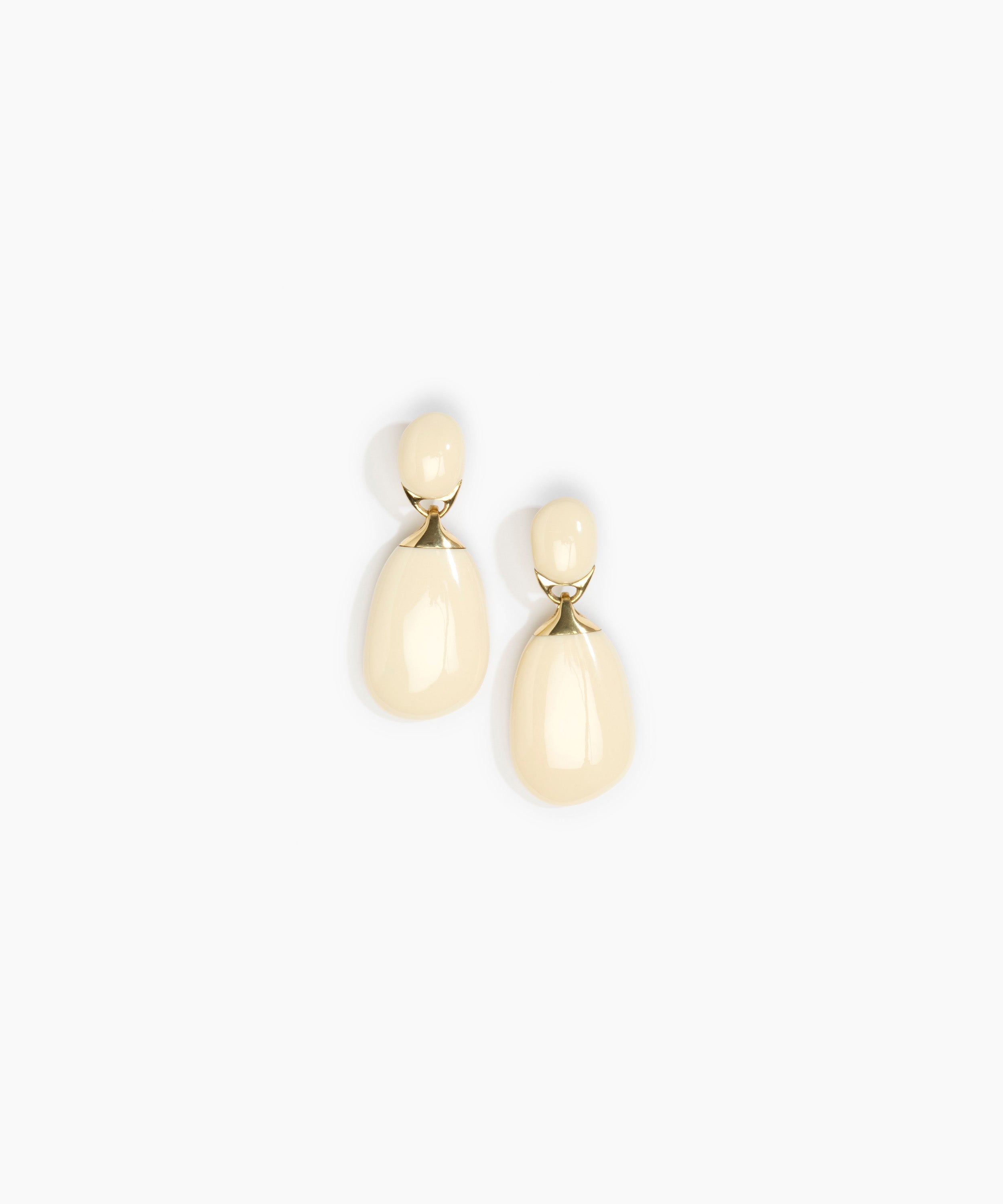 Dinosaur Designs Large River Rock Earrings in Cream color resin with Studs Backing