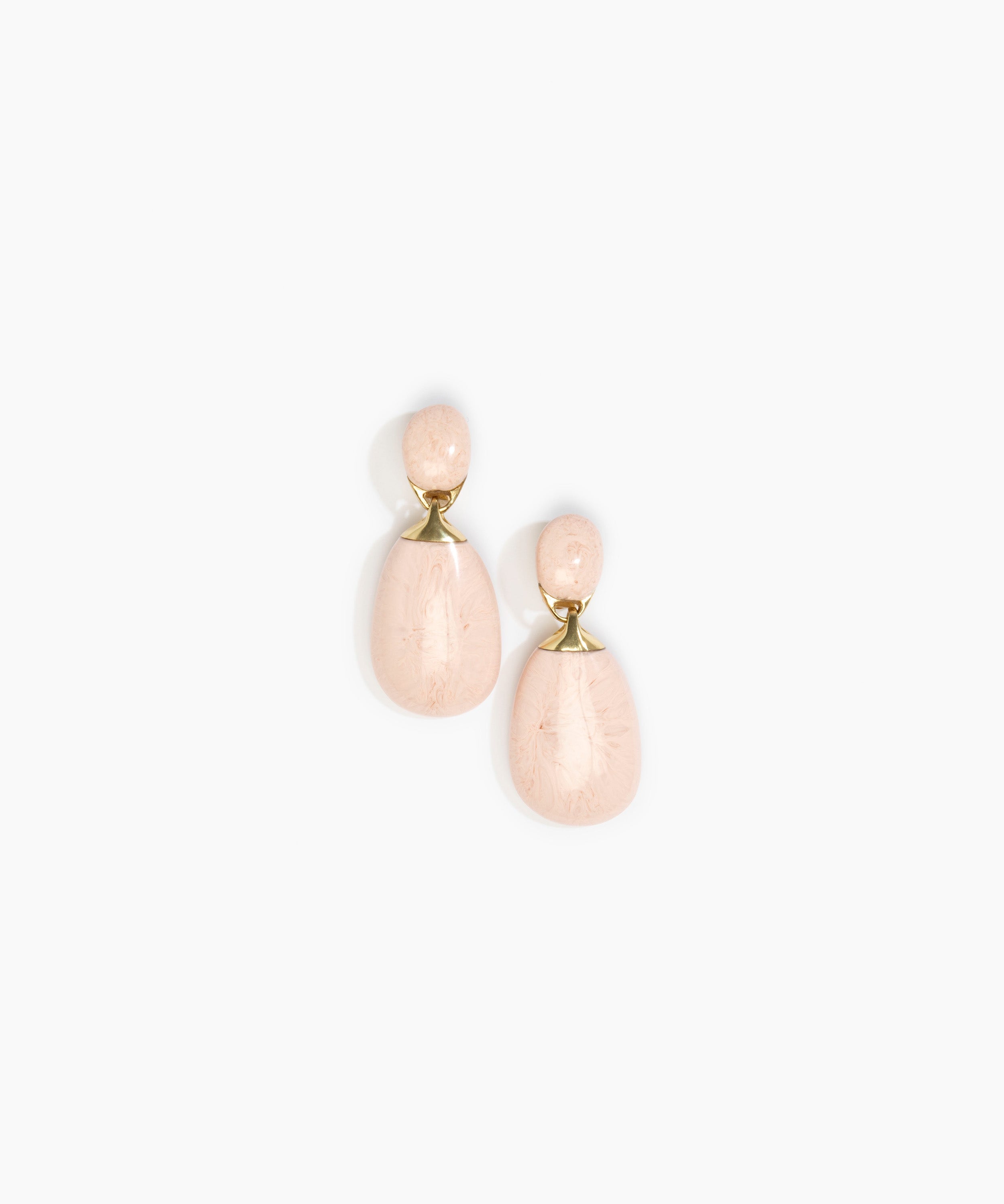 Dinosaur Designs Large River Rock Earrings in Rose Swirl color resin with Studs Backing
