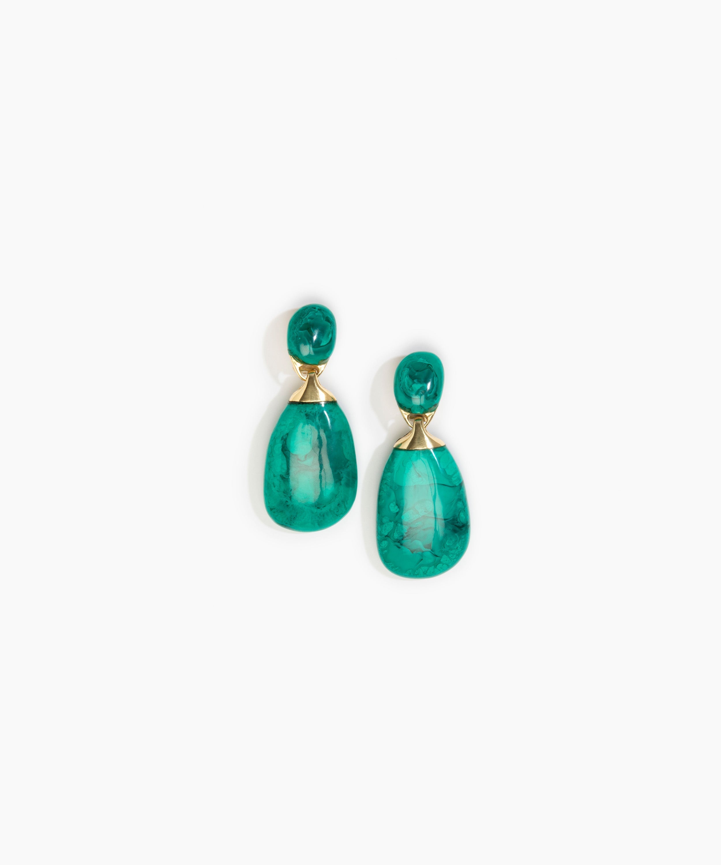 Dinosaur Designs Large River Rock Earrings in Mineral Swirl color resin with Studs Backing