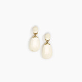 Dinosaur Designs Large River Rock Earrings in Chalk Swirl color resin with Studs Backing