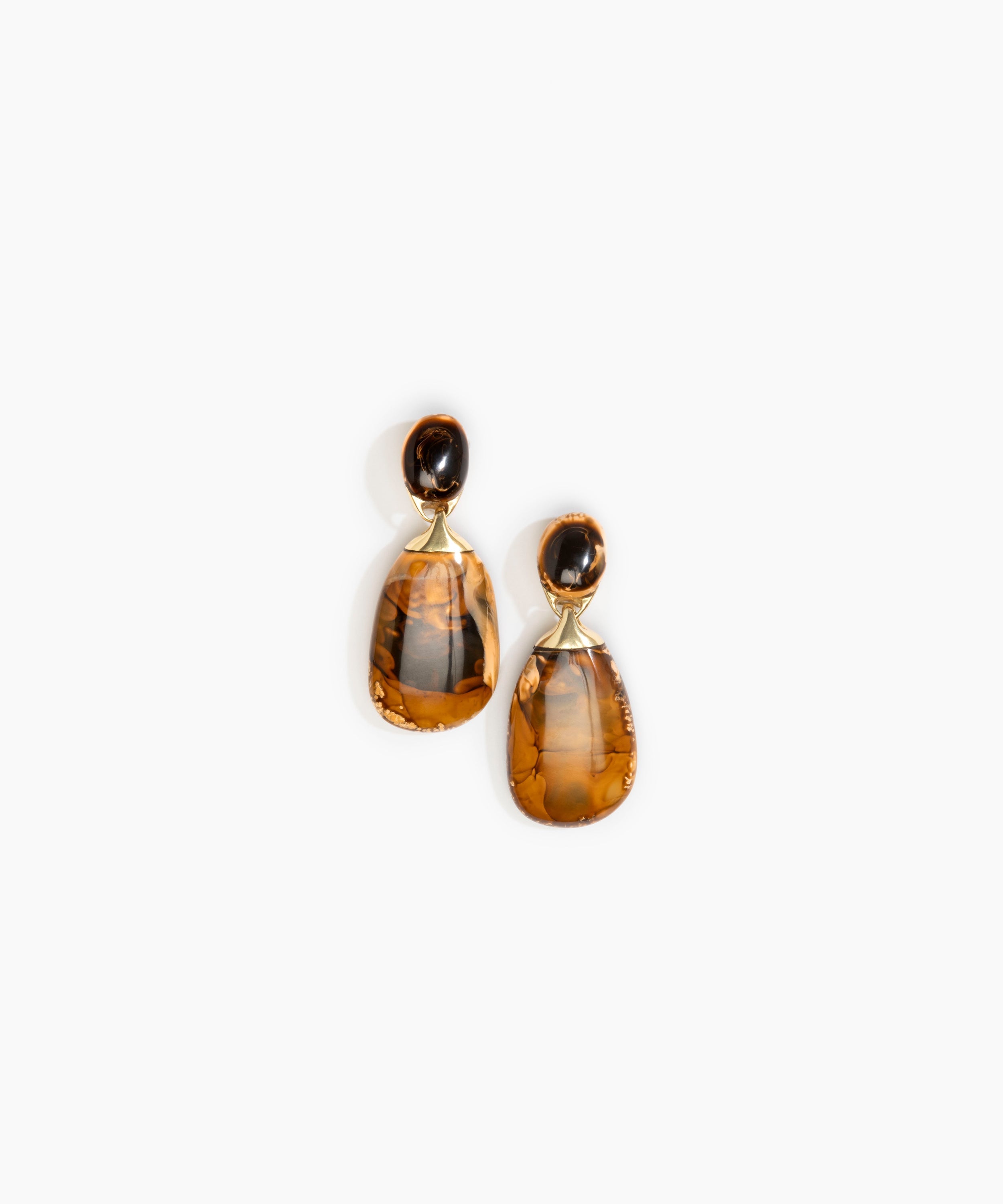 Dinosaur Designs Large River Rock Earrings in Dark Horn color resin with Studs Backing