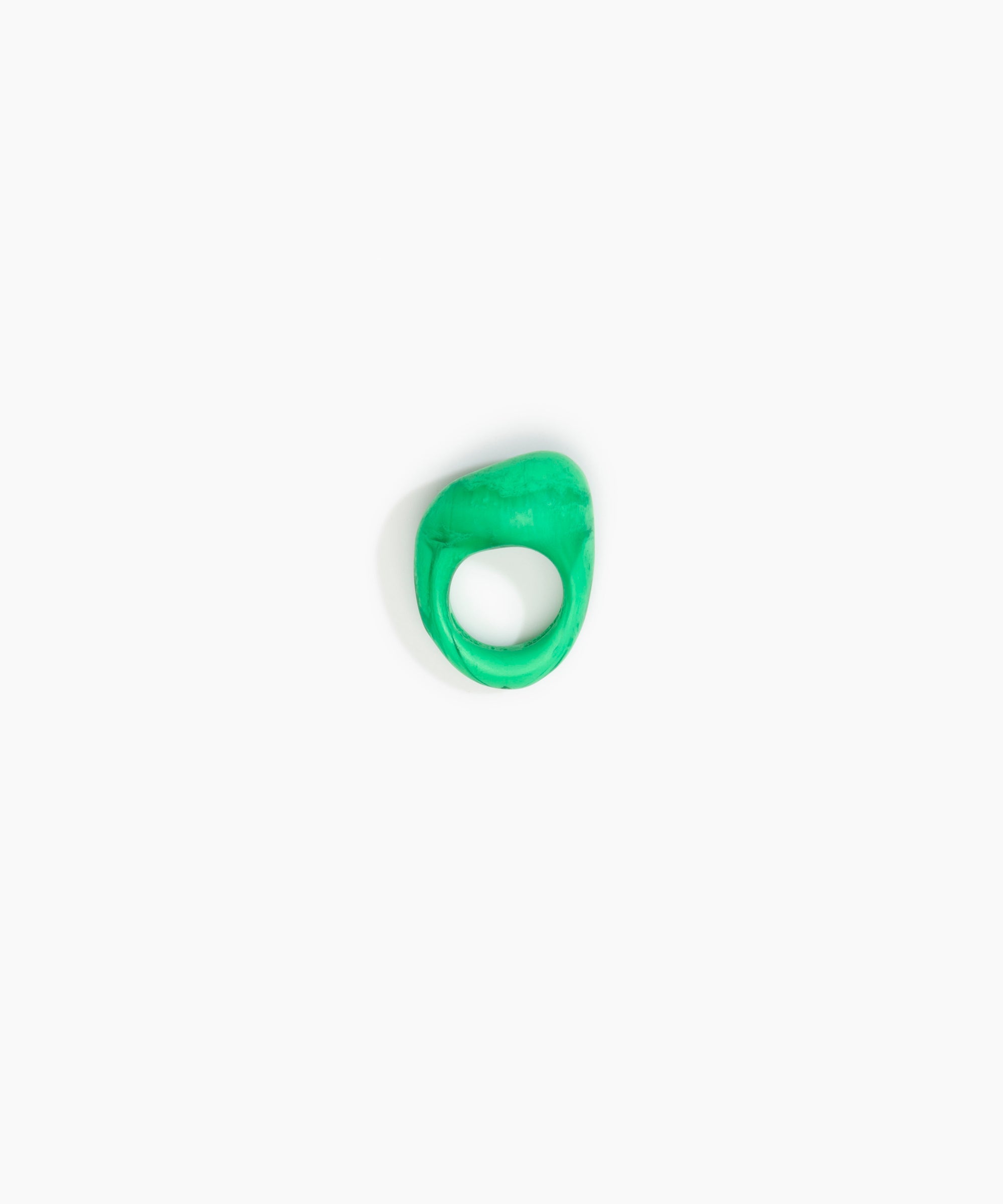 Dinosaur Designs Pebble Ring in Leaf color resin with Regular Fit