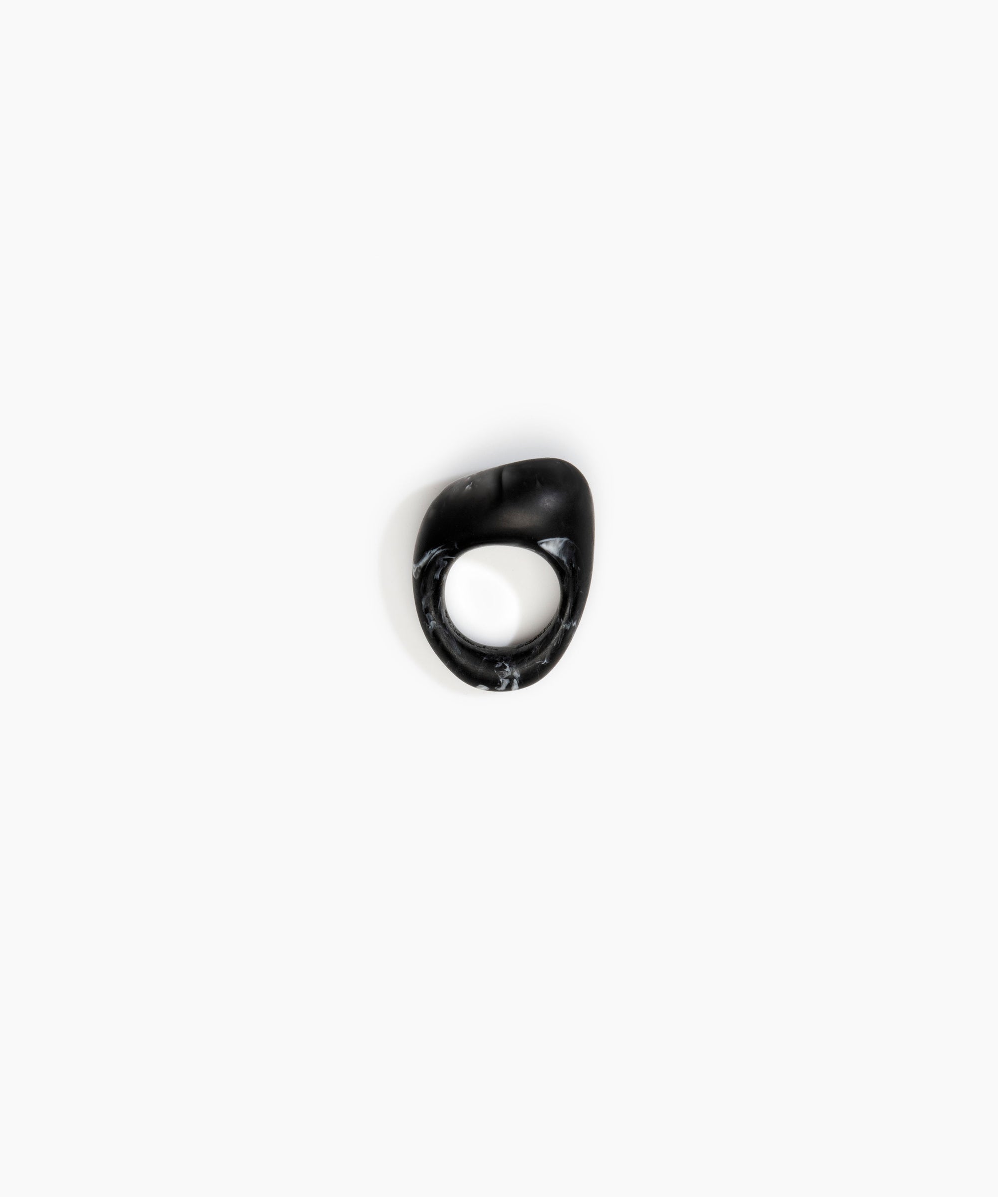 Dinosaur Designs Pebble Ring in Black Marble color resin with Regular Fit