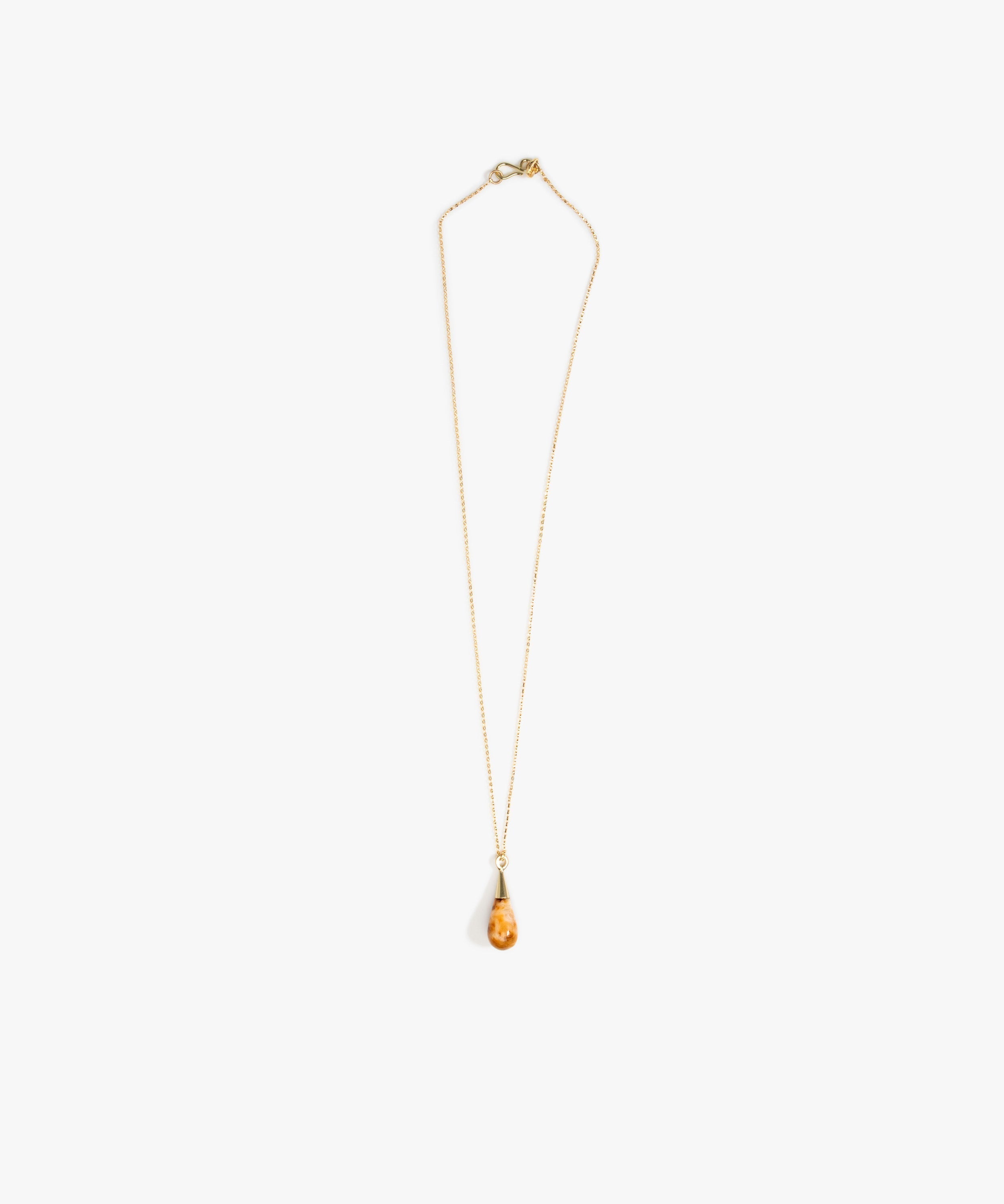Dinosaur Designs Dew Drop Pendant Necklaces in Light Horn Colour resin with Gold-Filled Material