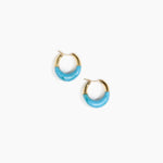 Dinosaur Designs Small Horn Hoop Earrings in Sky color resin with Nano-Coated Brass Material