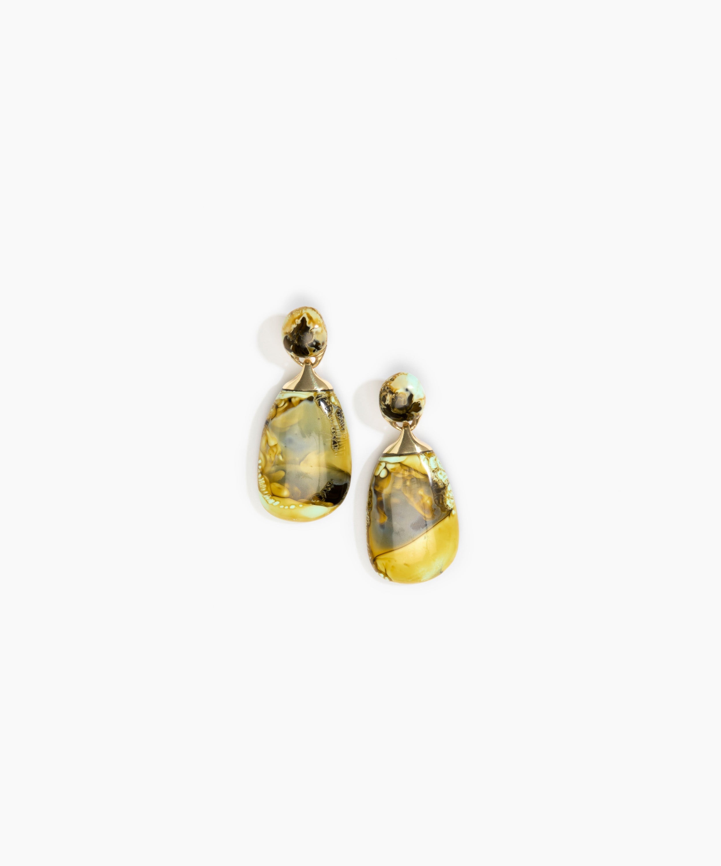 Dinosaur Designs Large River Rock Earrings in Malachite color resin with Studs Backing
