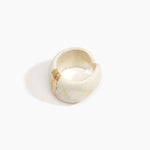 Dinosaur Designs Bold Stone Cuff in Chalk Swirl color resin with Brass Material