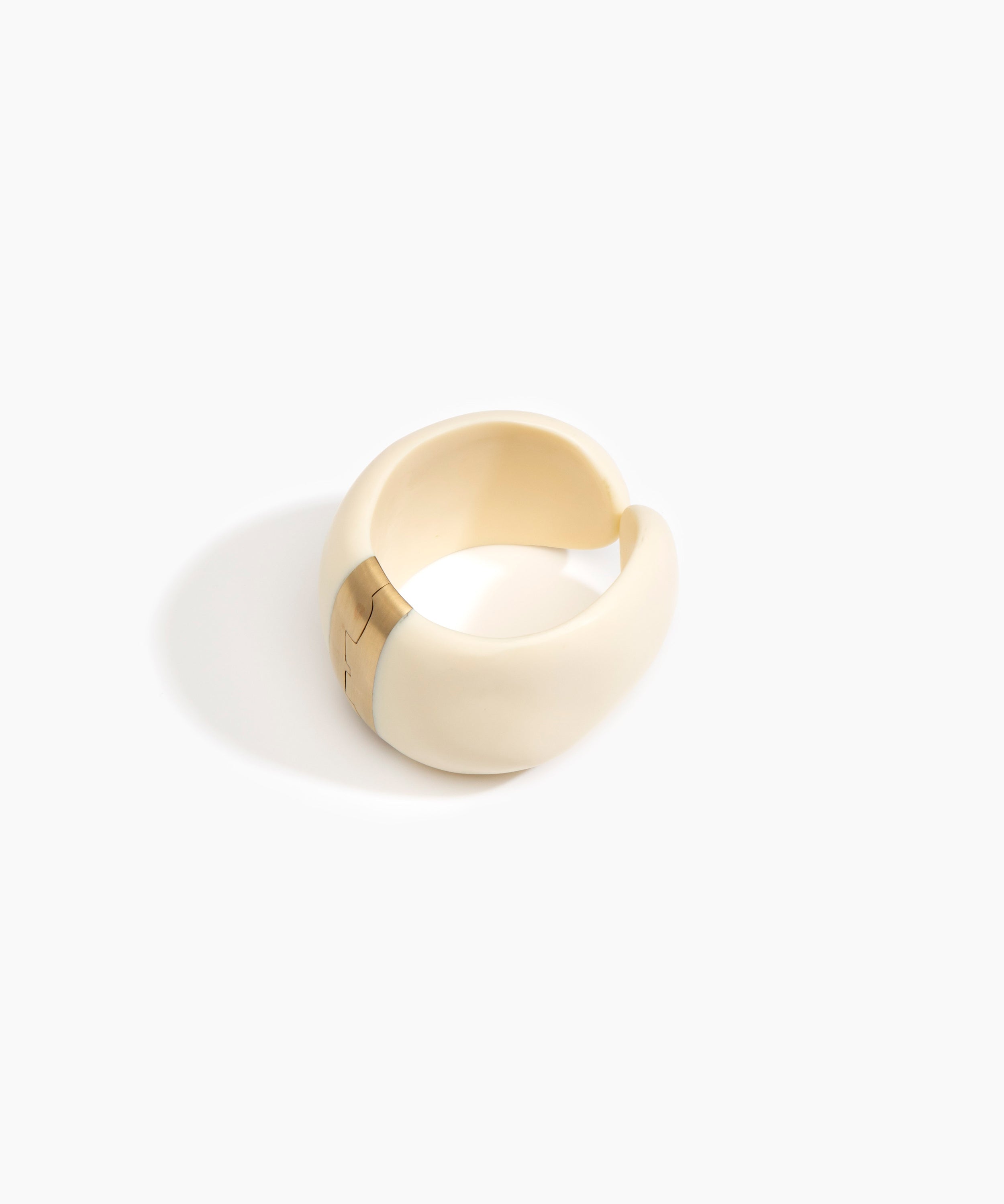 Dinosaur Designs Bold Stone Cuff in Cream color resin with Brass Material