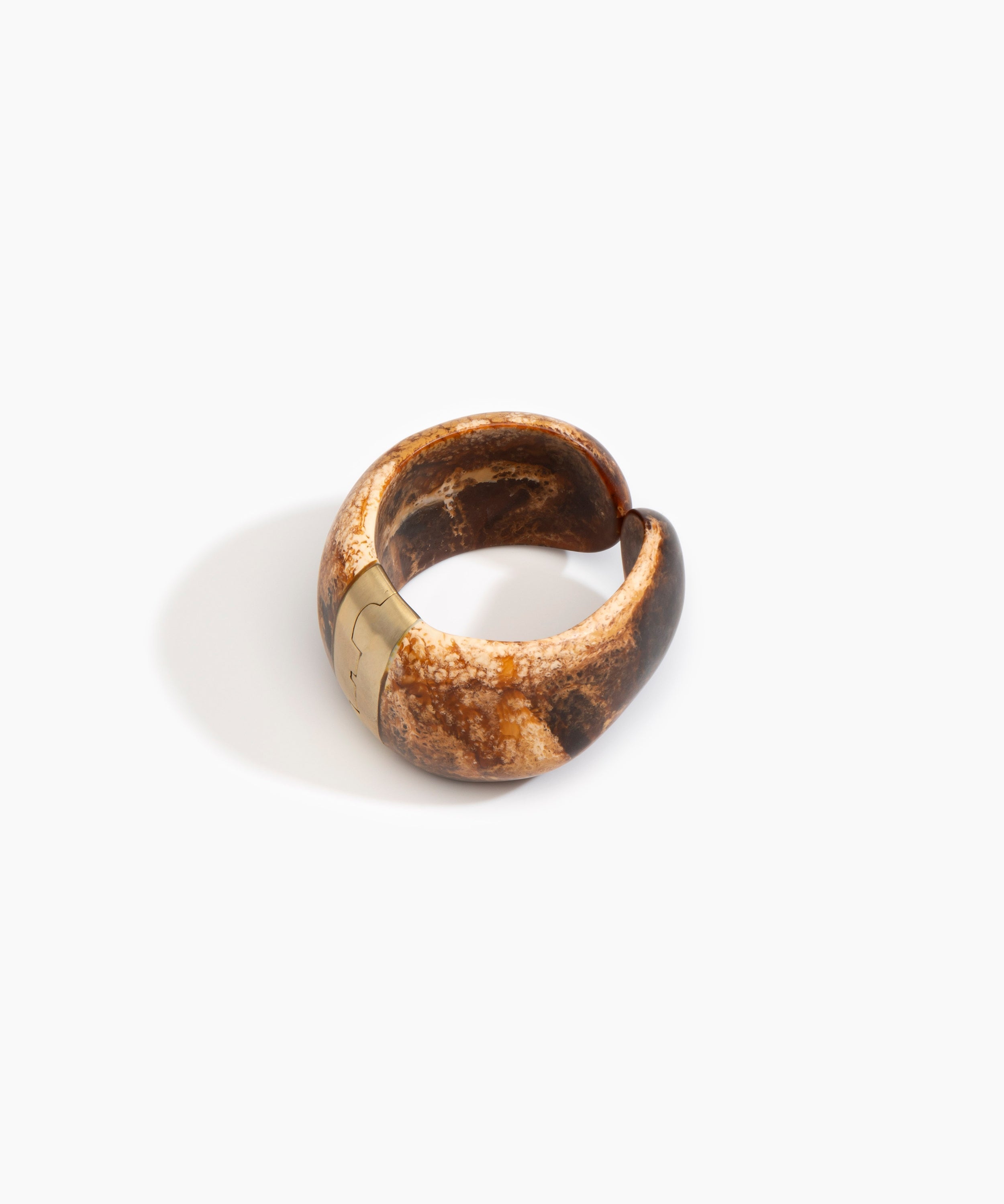 Dinosaur Designs Bold Stone Cuff in Dark Horn color resin with Brass Material
